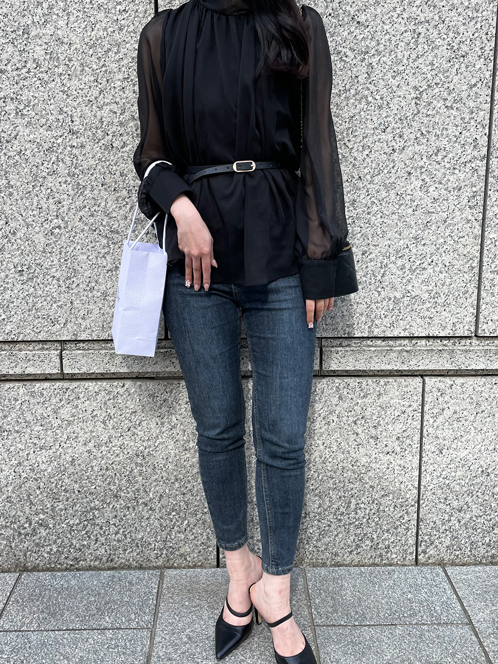 ベルト付スカーフネックシフォンブラウス | 詳細画像9