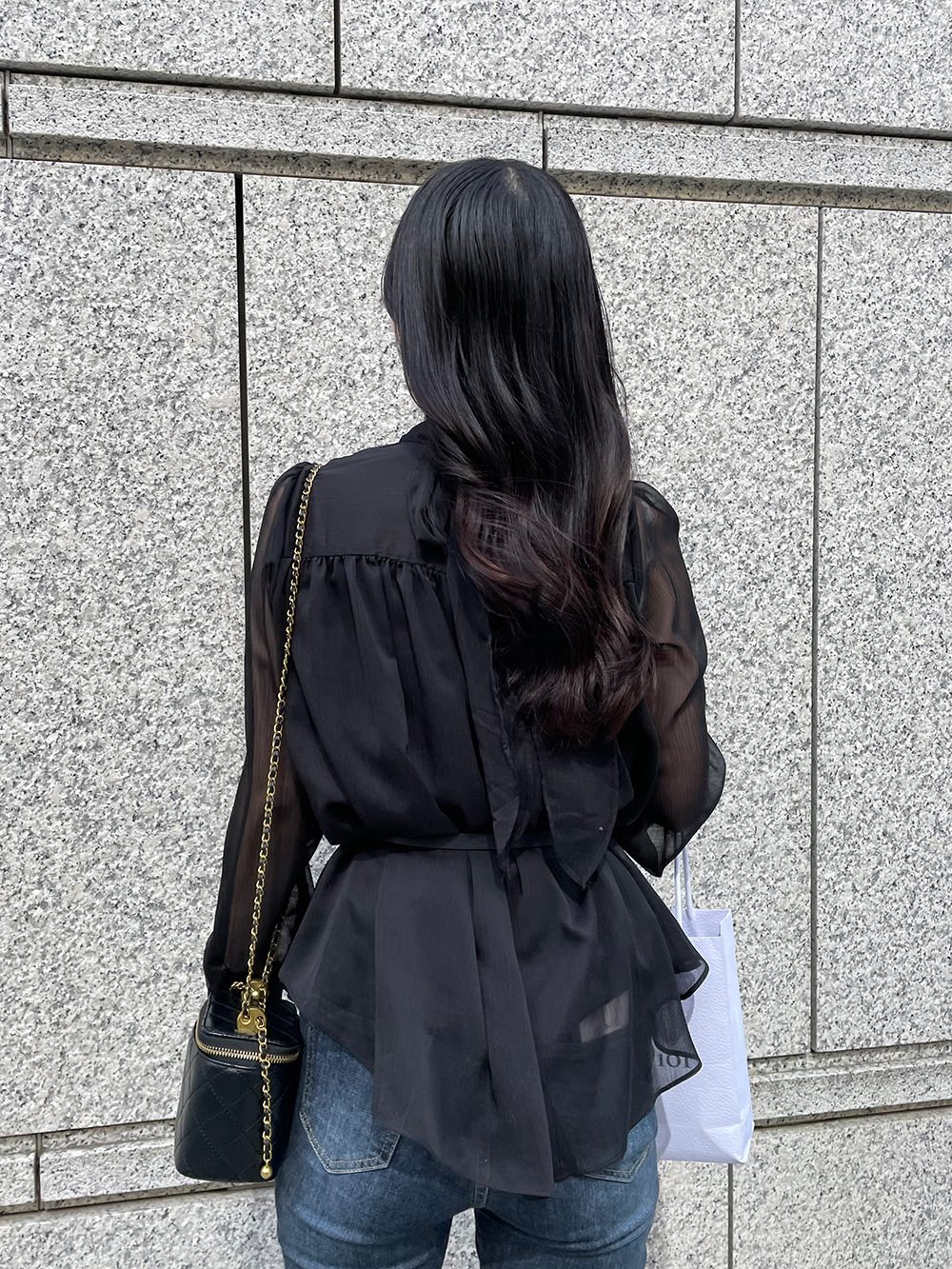 ベルト付スカーフネックシフォンブラウス | 詳細画像10