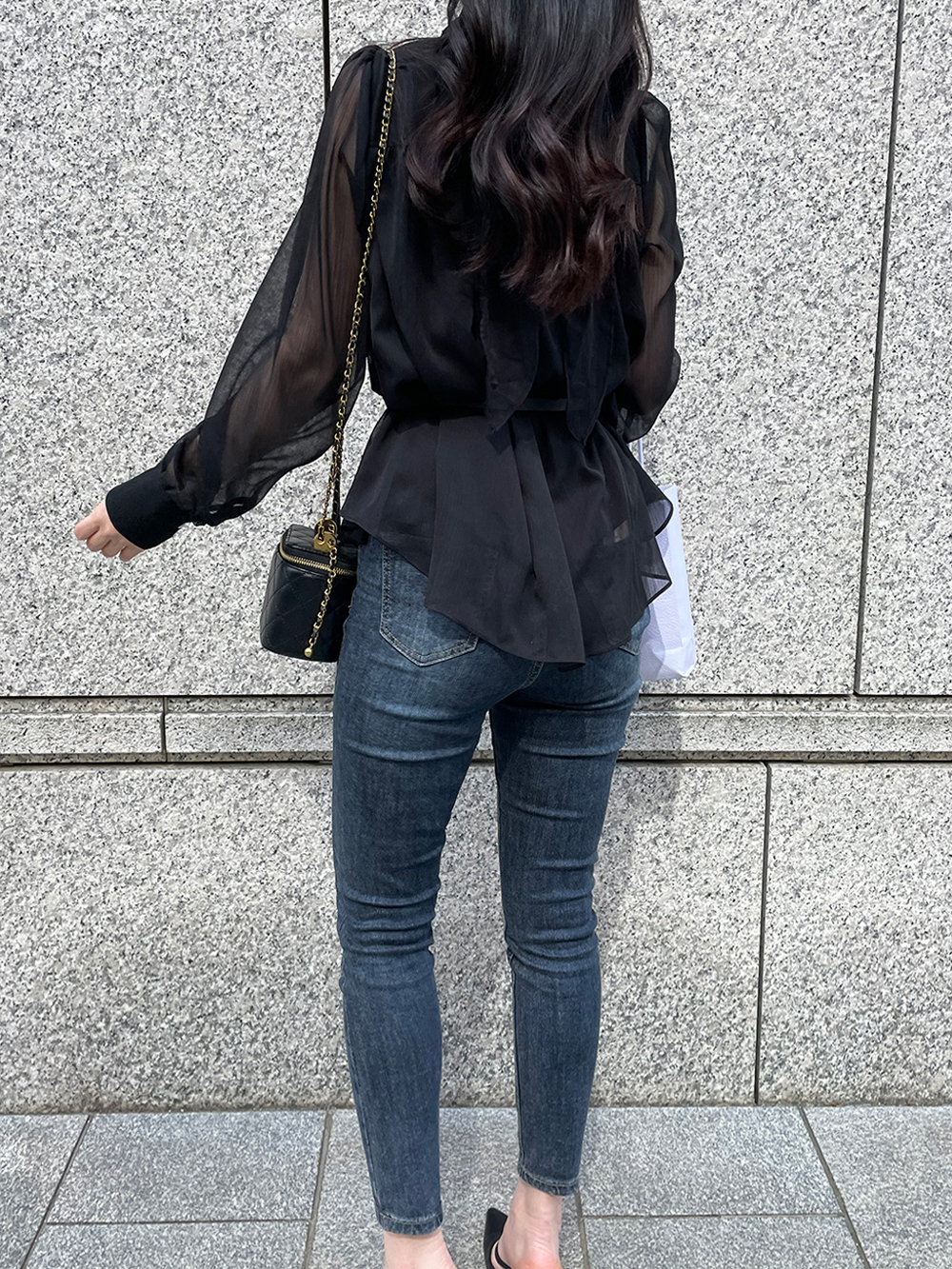 ベルト付スカーフネックシフォンブラウス | 詳細画像12