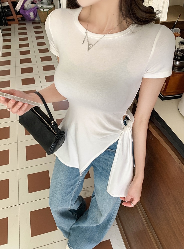 サイドスリットタイスリム半袖Tシャツ | 詳細画像2