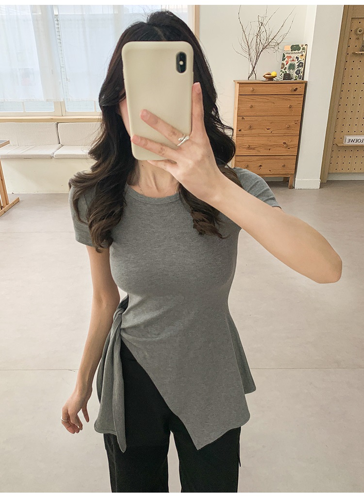 サイドスリットタイスリム半袖Tシャツ | 詳細画像10