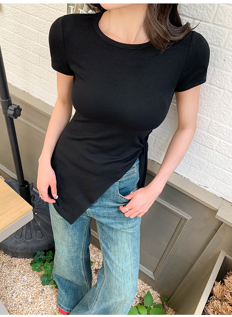 サイドスリットタイスリム半袖Tシャツ | 詳細画像17