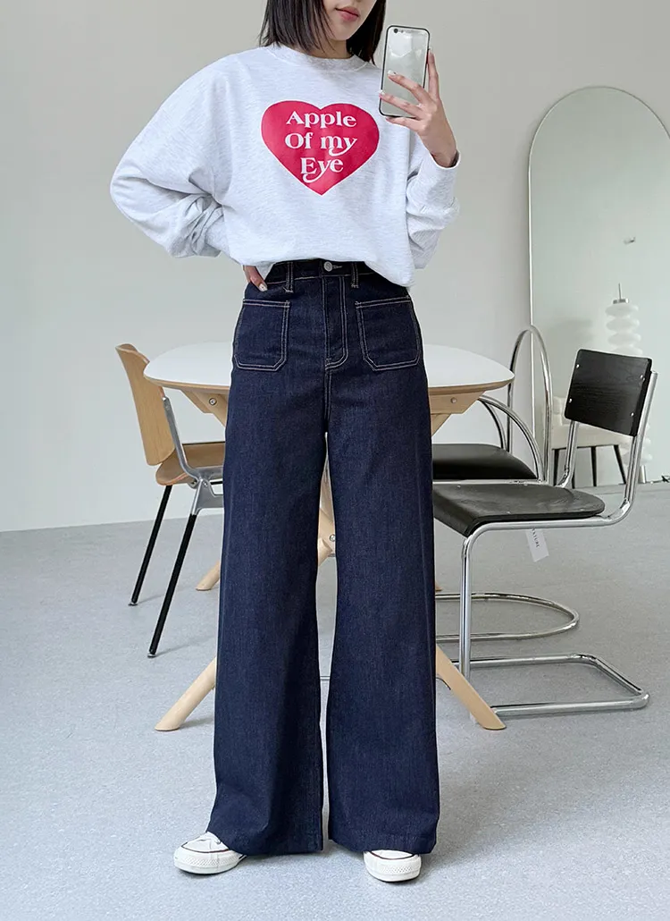 ステッチアウトポケットフレアワイドデニムパンツ | 詳細画像1