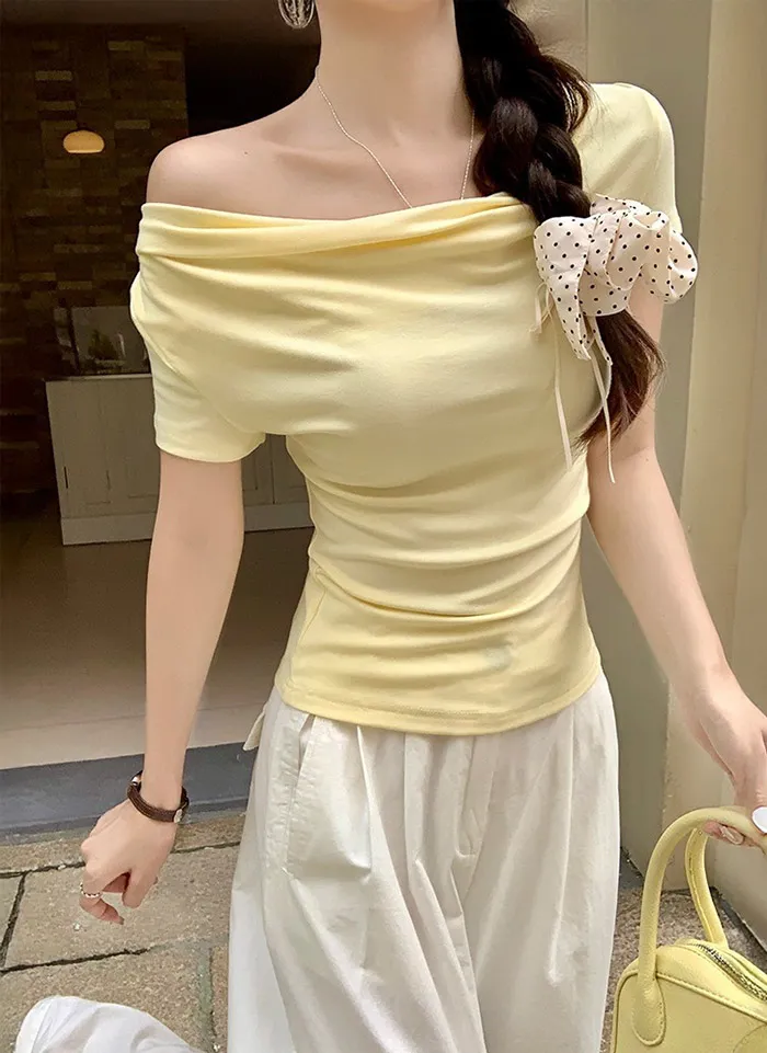 2WAYドレープスリム半袖Tシャツ | 詳細画像1