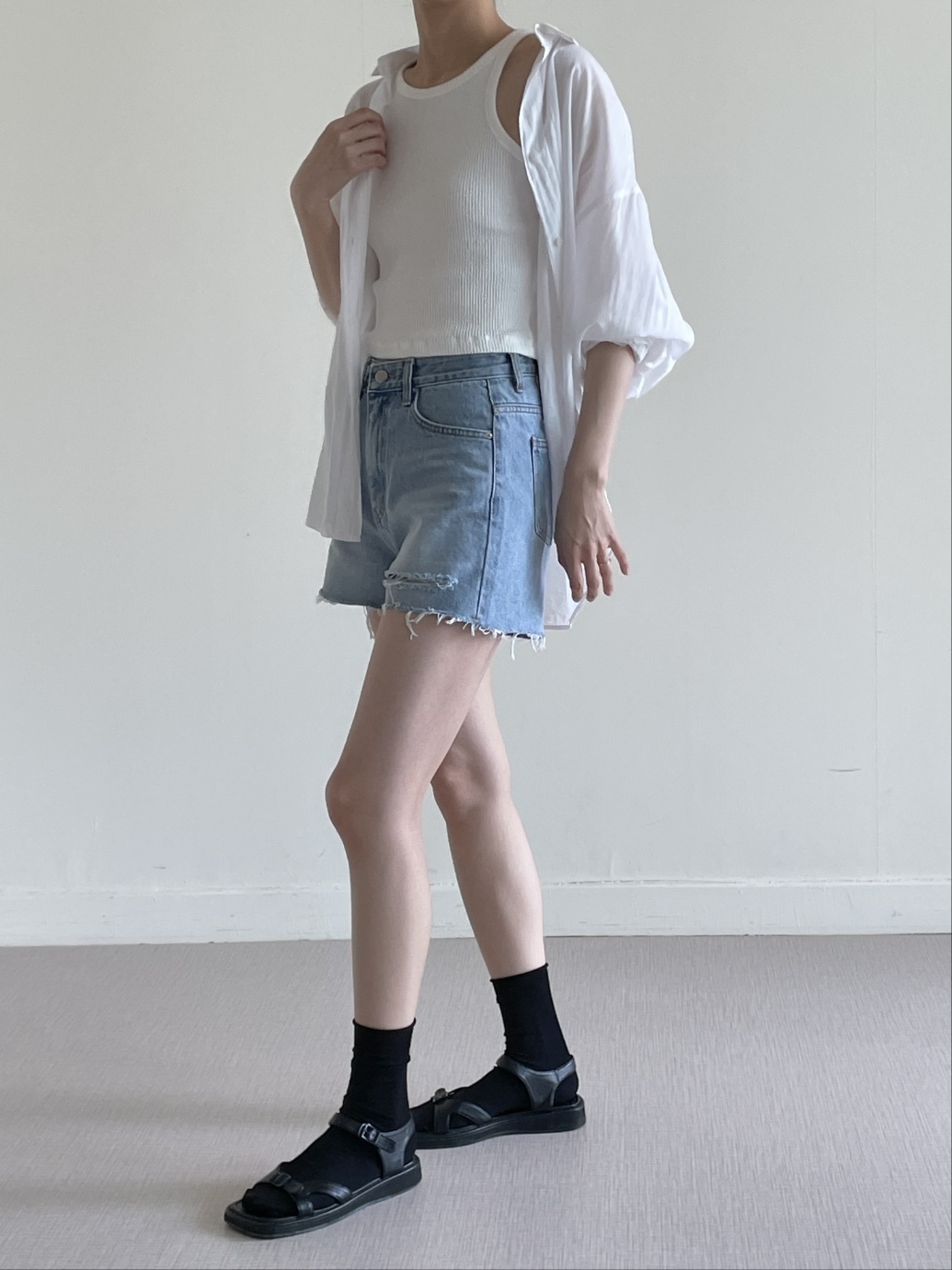 ダメージカットオフショートデニムパンツ | 詳細画像4