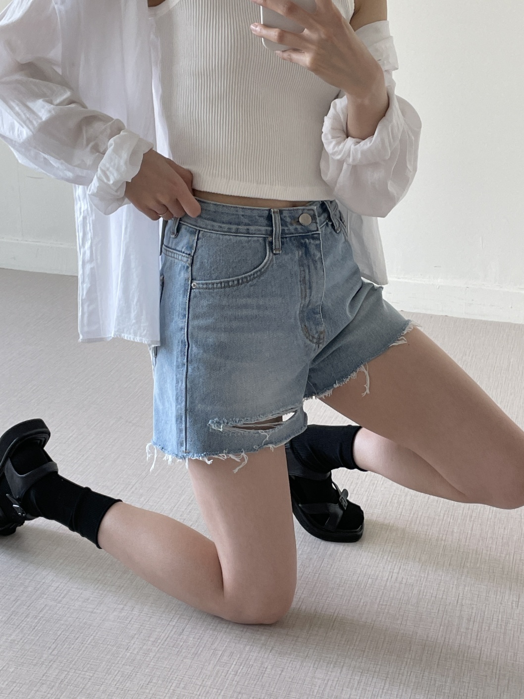 ダメージカットオフショートデニムパンツ | 詳細画像17
