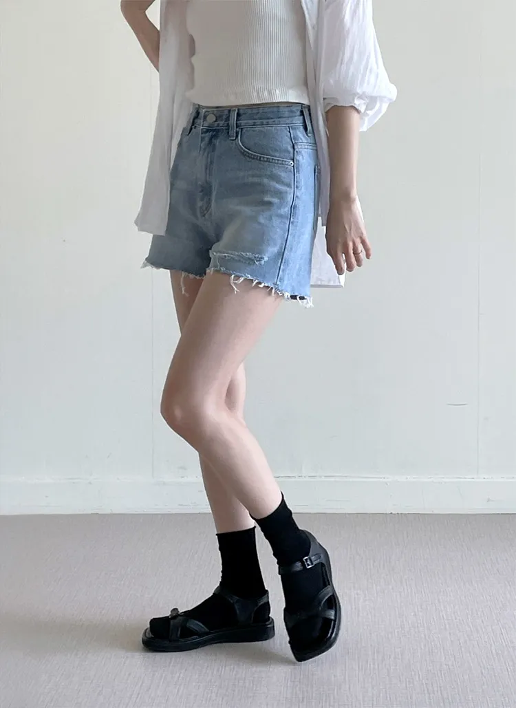 ダメージカットオフショートデニムパンツ | 詳細画像1