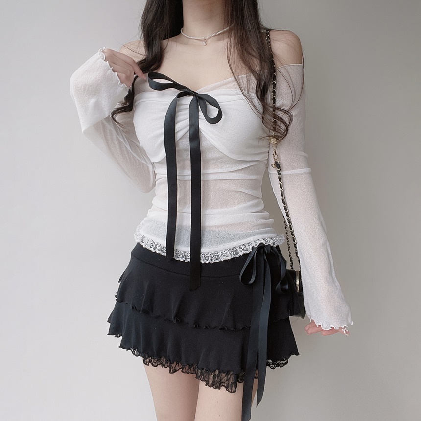 リボンメロウレースティアードミニスカート | mirangmirang | 詳細画像8