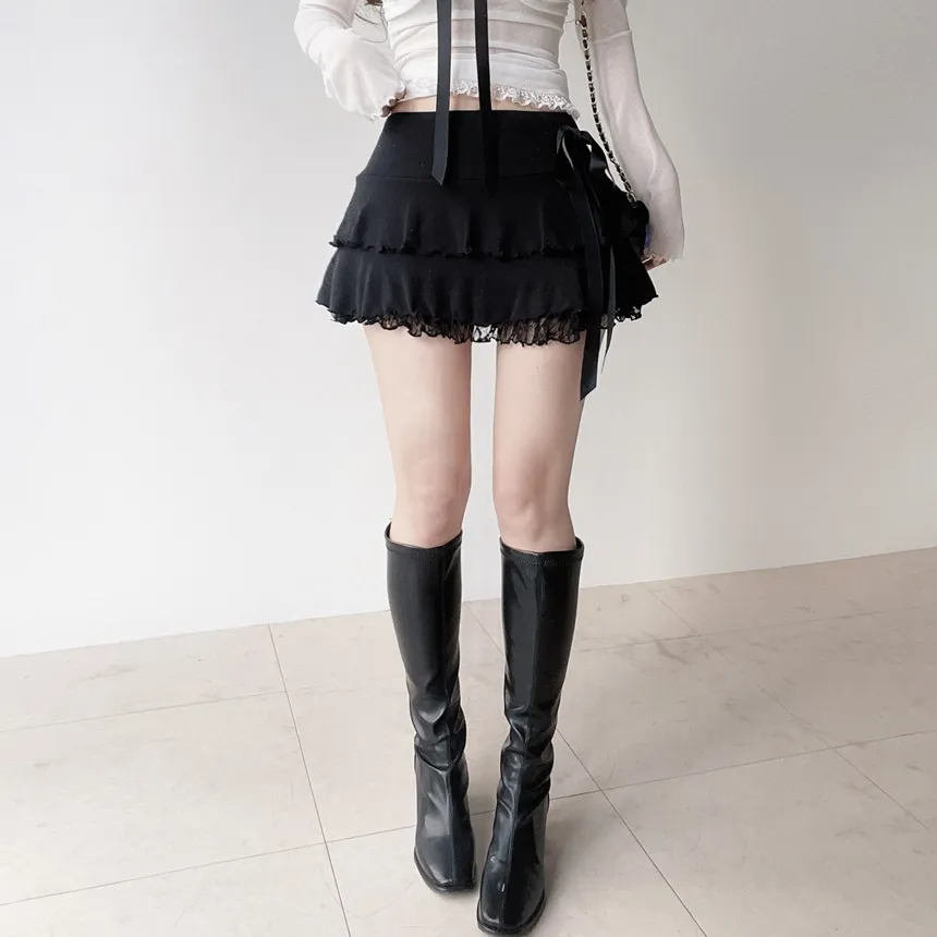 リボンメロウレースティアードミニスカート | mirangmirang | 詳細画像14
