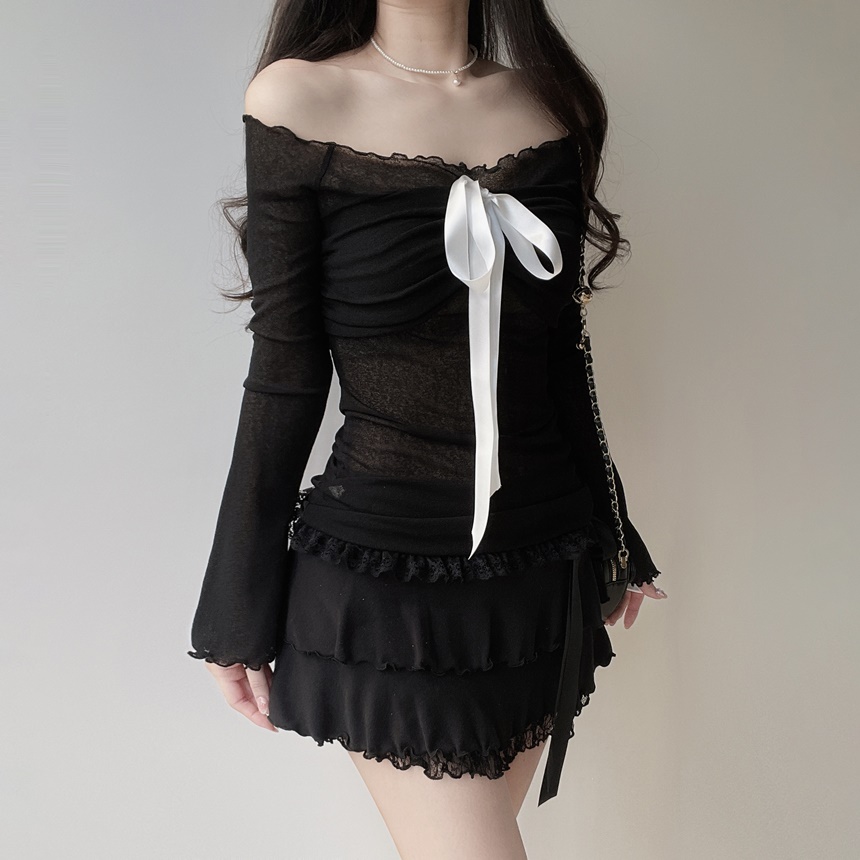 リボンメロウレースティアードミニスカート | mirangmirang | 詳細画像18
