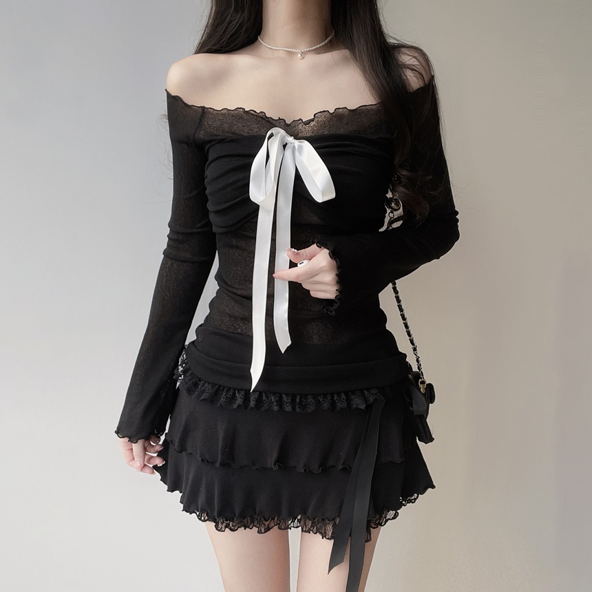 リボンメロウレースティアードミニスカート | mirangmirang | 詳細画像21