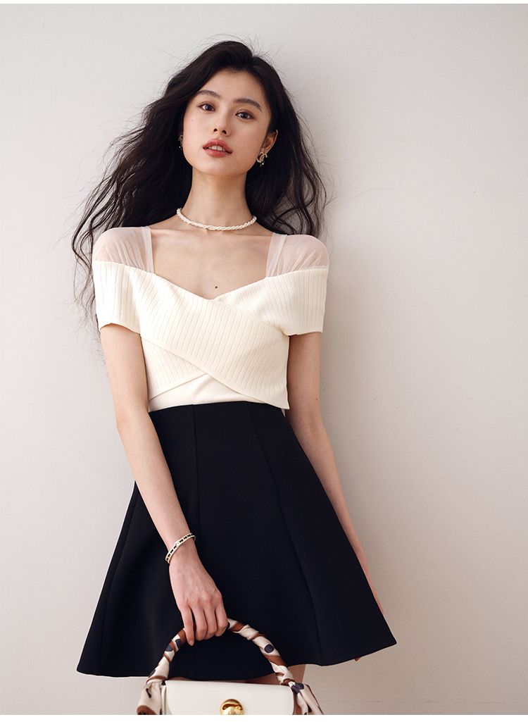 シフォンショルダークロスアシメ半袖ニット | 詳細画像9