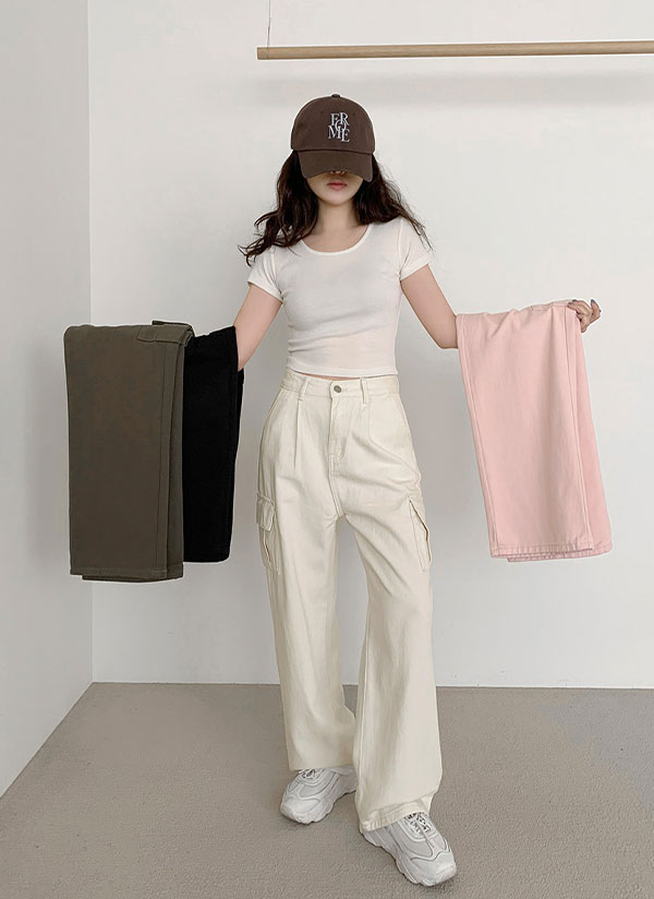 3TYPEストレートワイドカーゴパンツ | レディースファッション通販