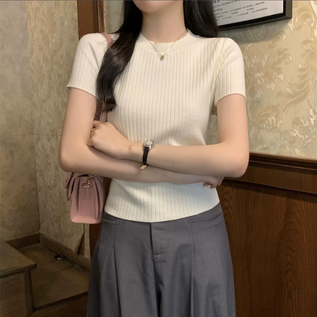 ラウンドネック半袖リブニット | 詳細画像4