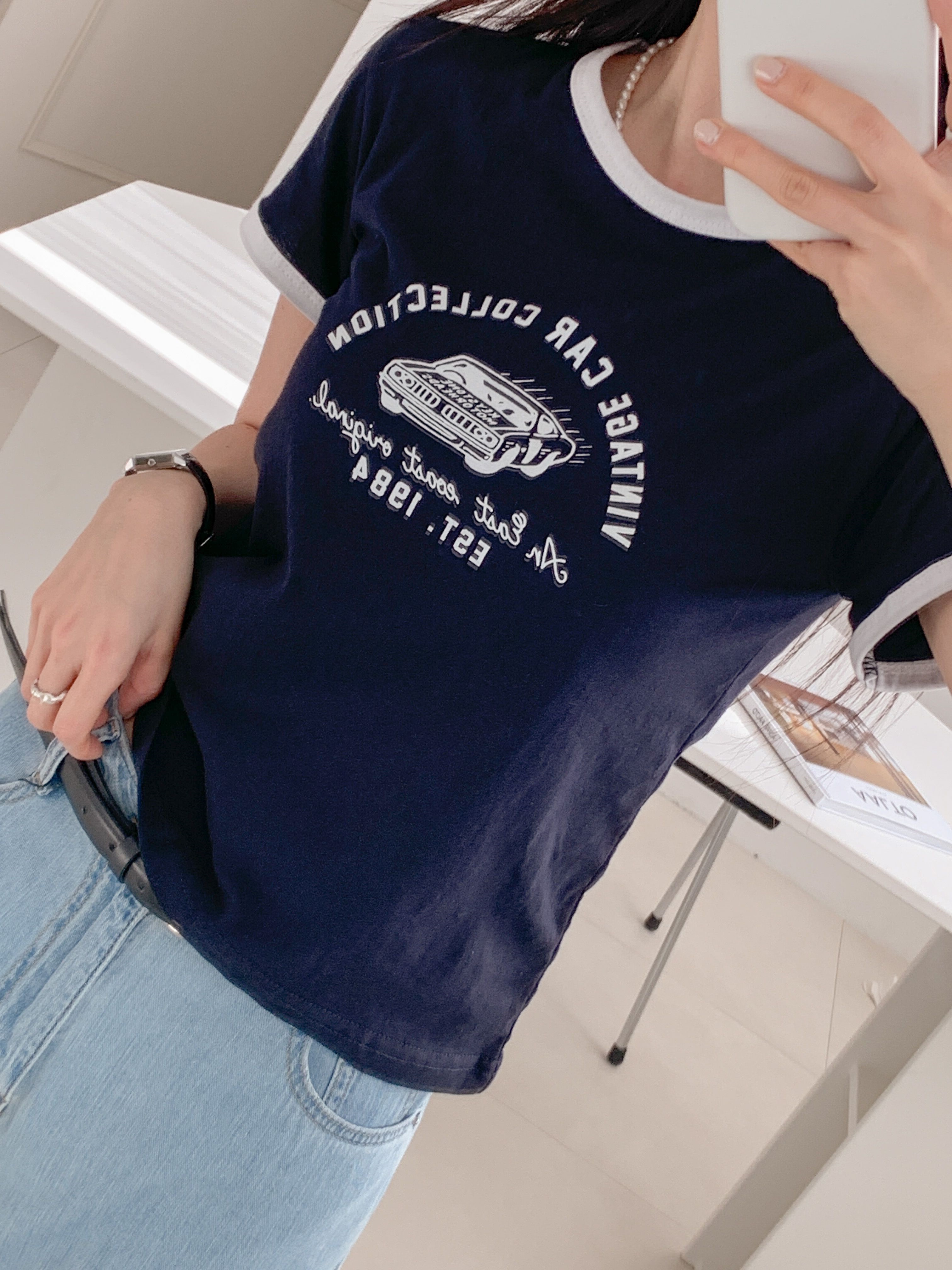 カープリント配色半袖Tシャツ | 詳細画像4