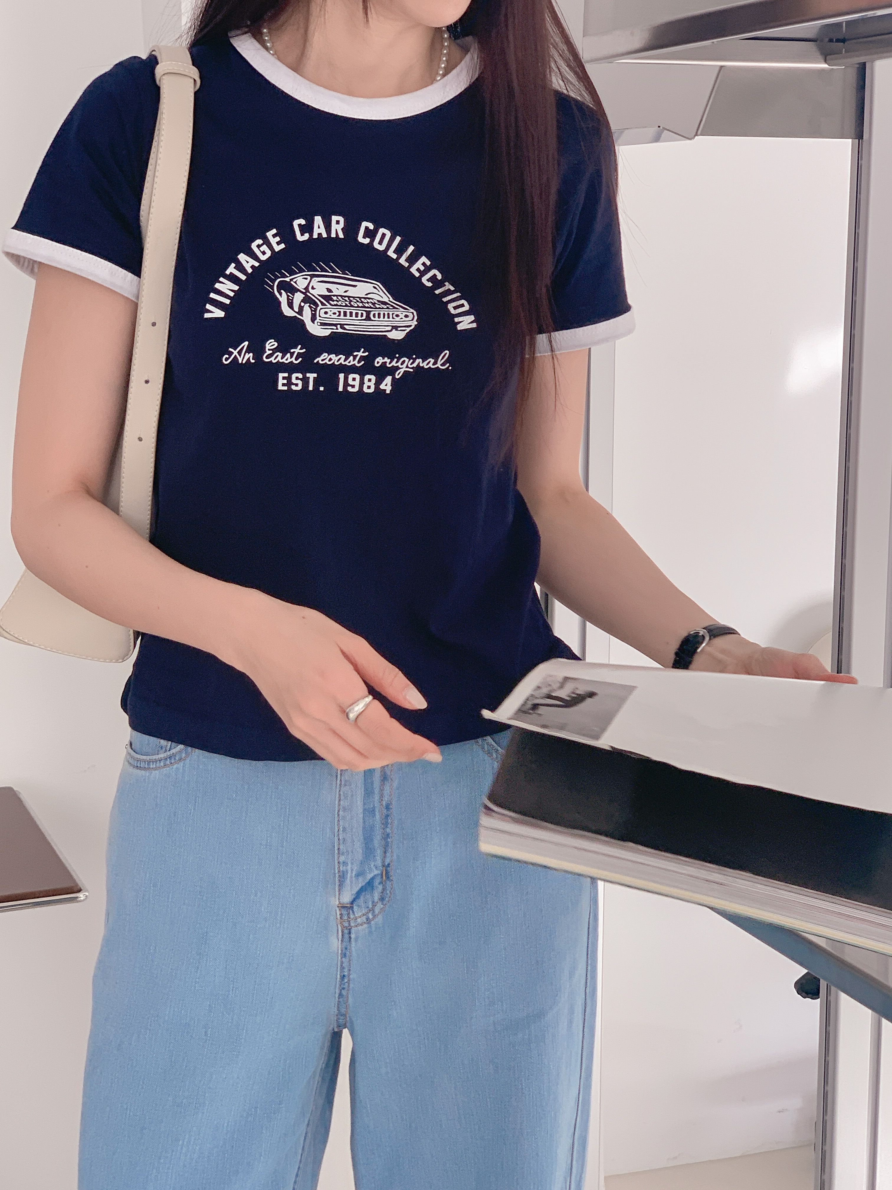 カープリント配色半袖Tシャツ | 詳細画像8
