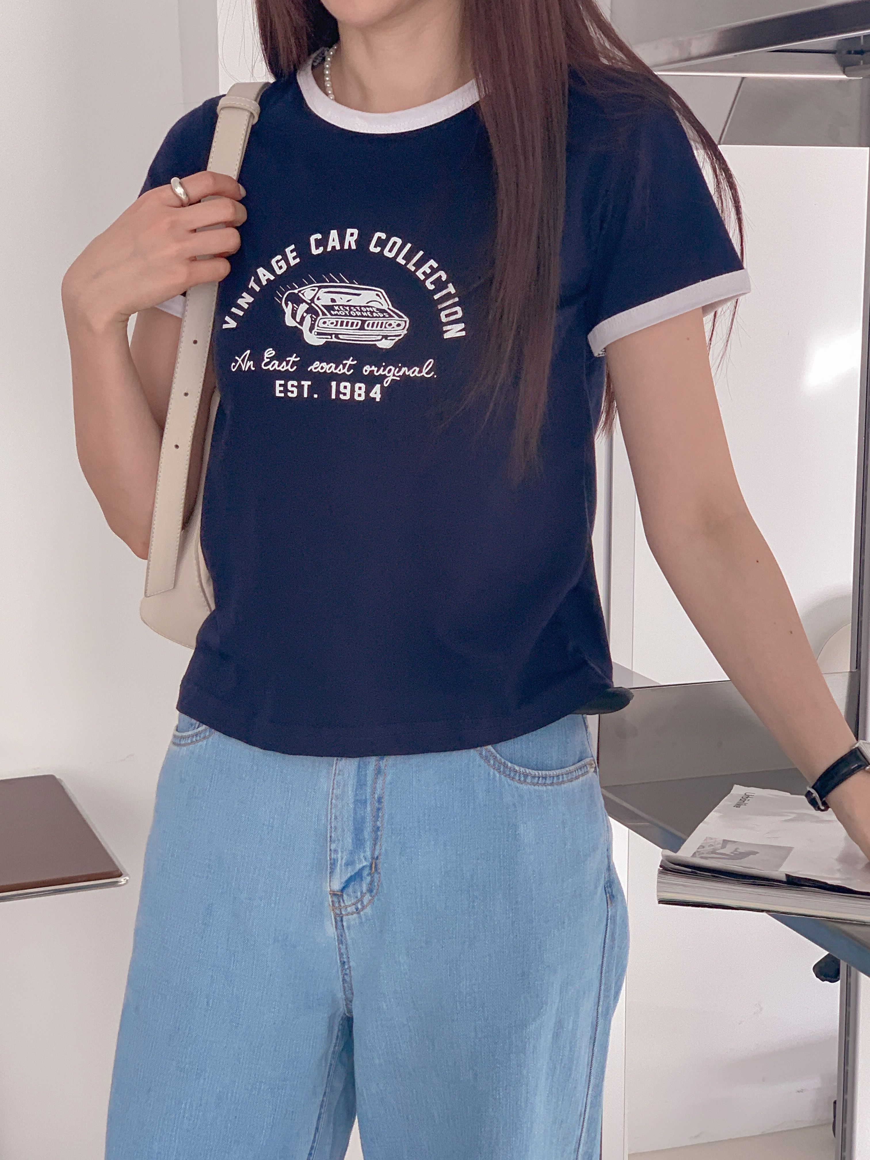 カープリント配色半袖Tシャツ | 詳細画像9
