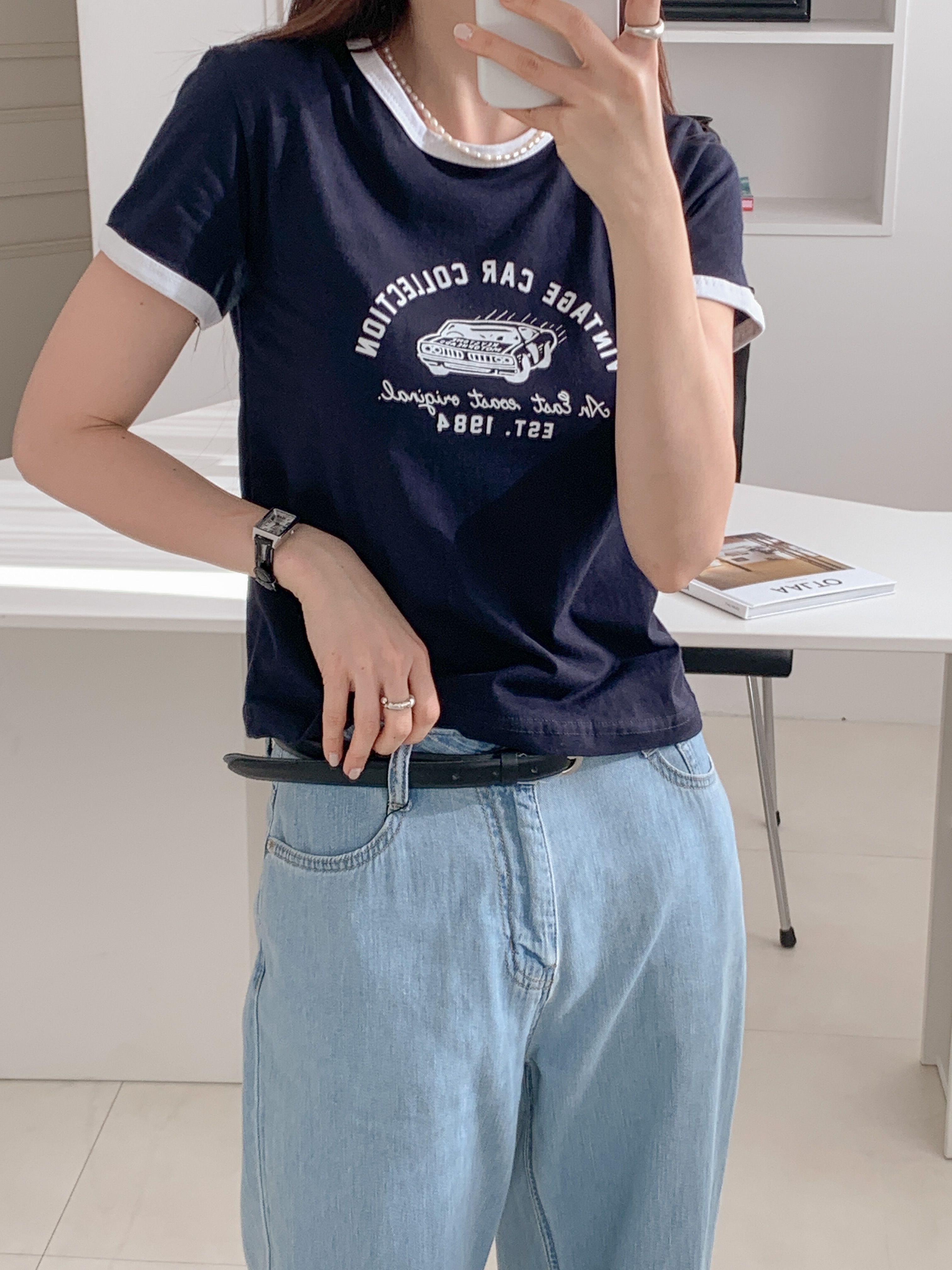 カープリント配色半袖Tシャツ | 詳細画像11