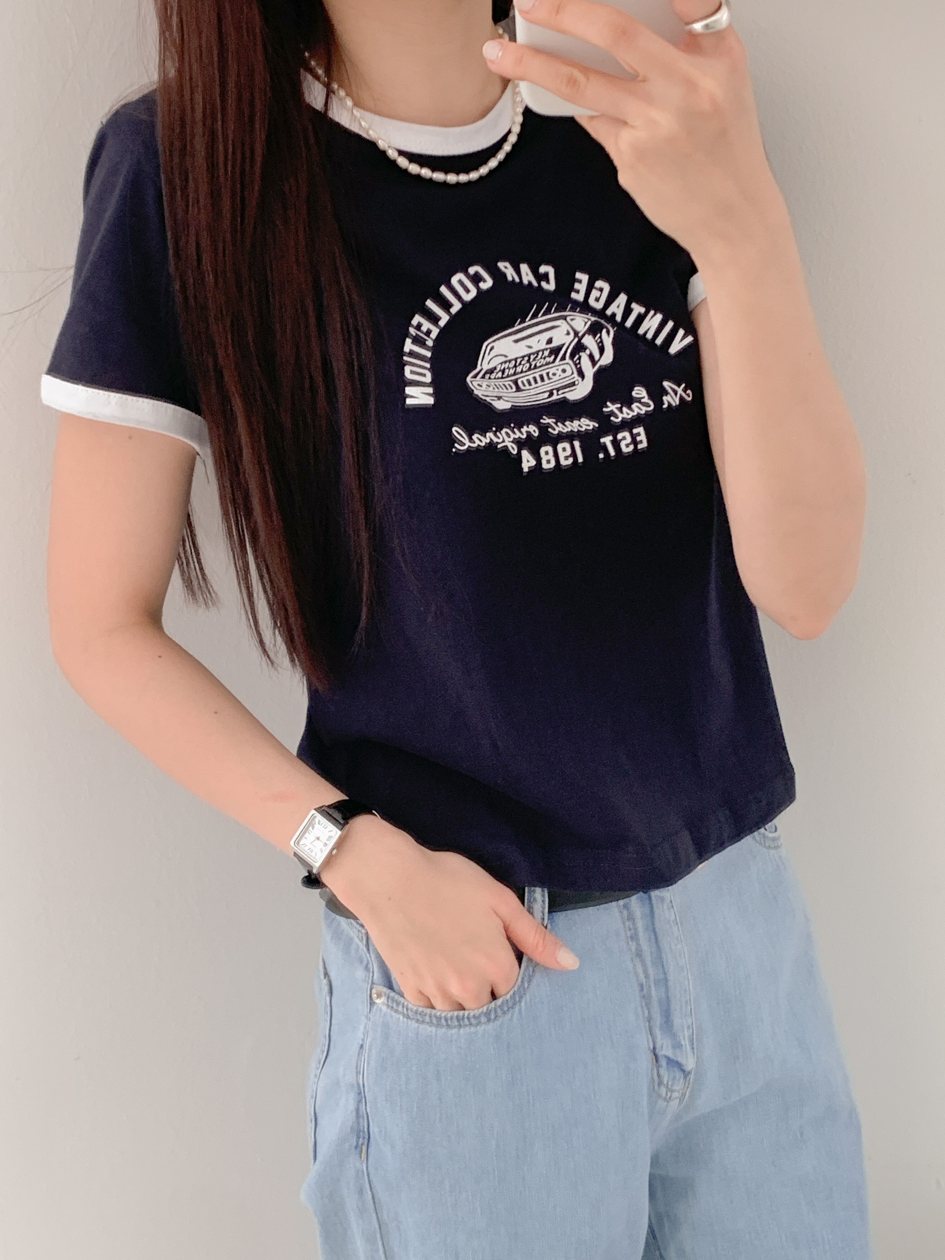 カープリント配色半袖Tシャツ | 詳細画像16