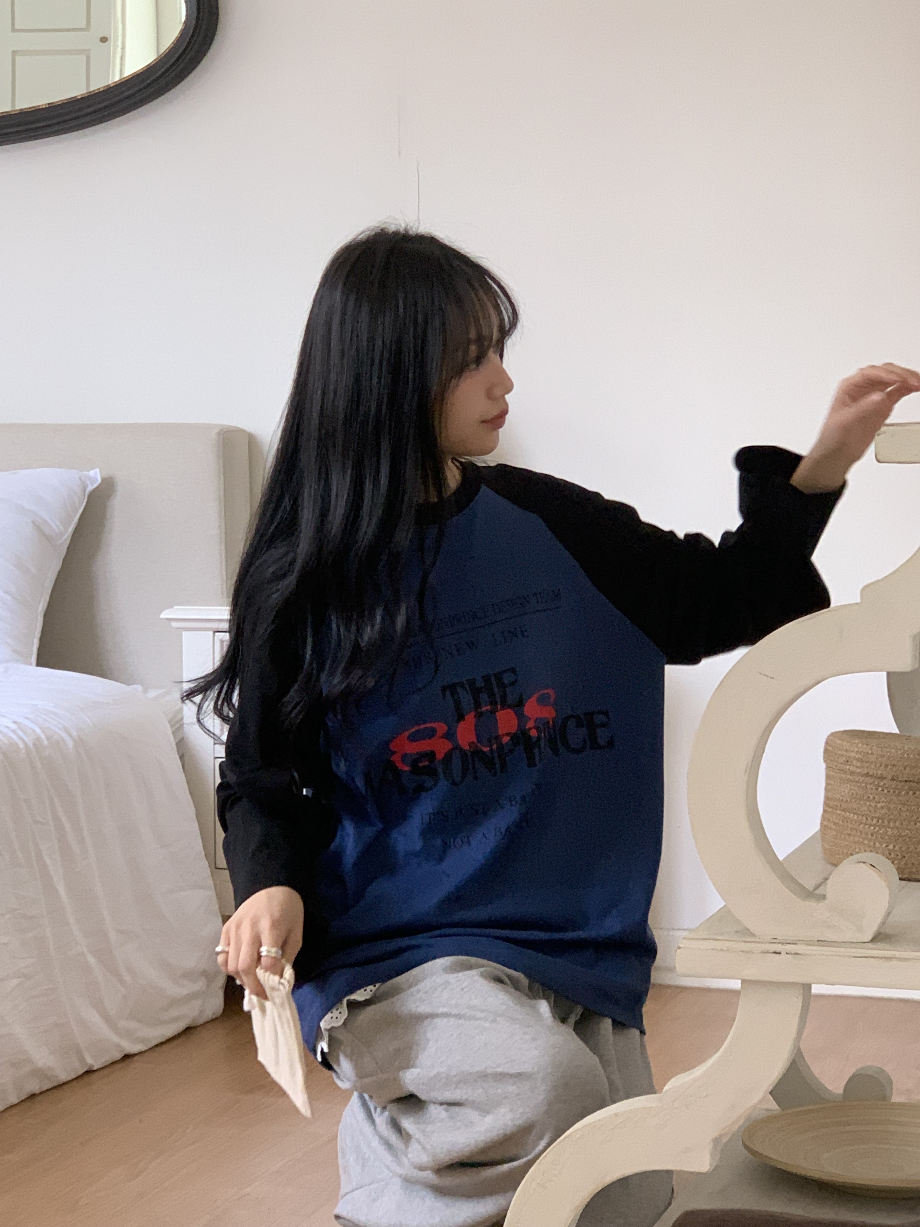 808レタリングラグラン配色Tシャツ | 詳細画像2