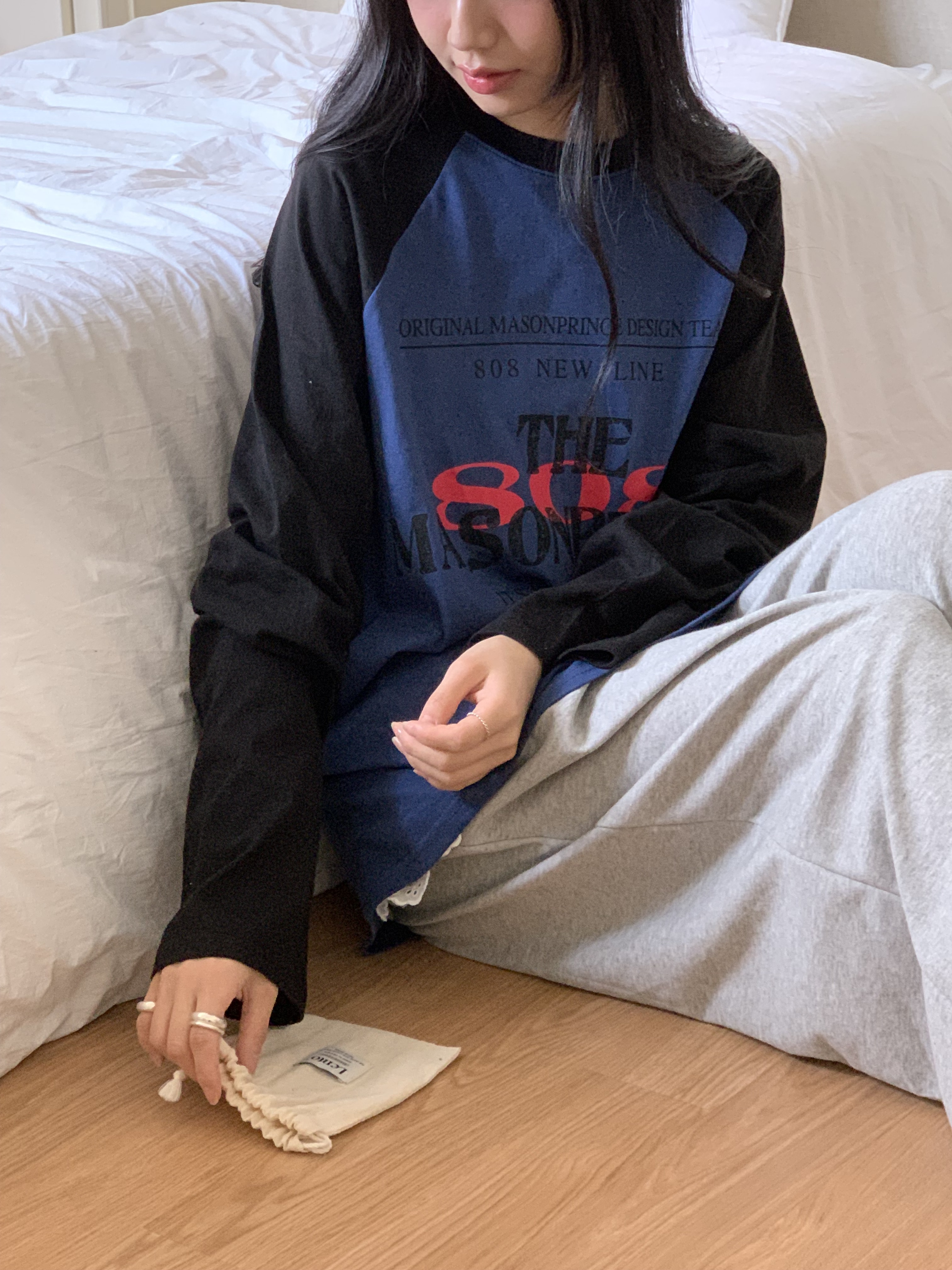 808レタリングラグラン配色Tシャツ | 詳細画像3