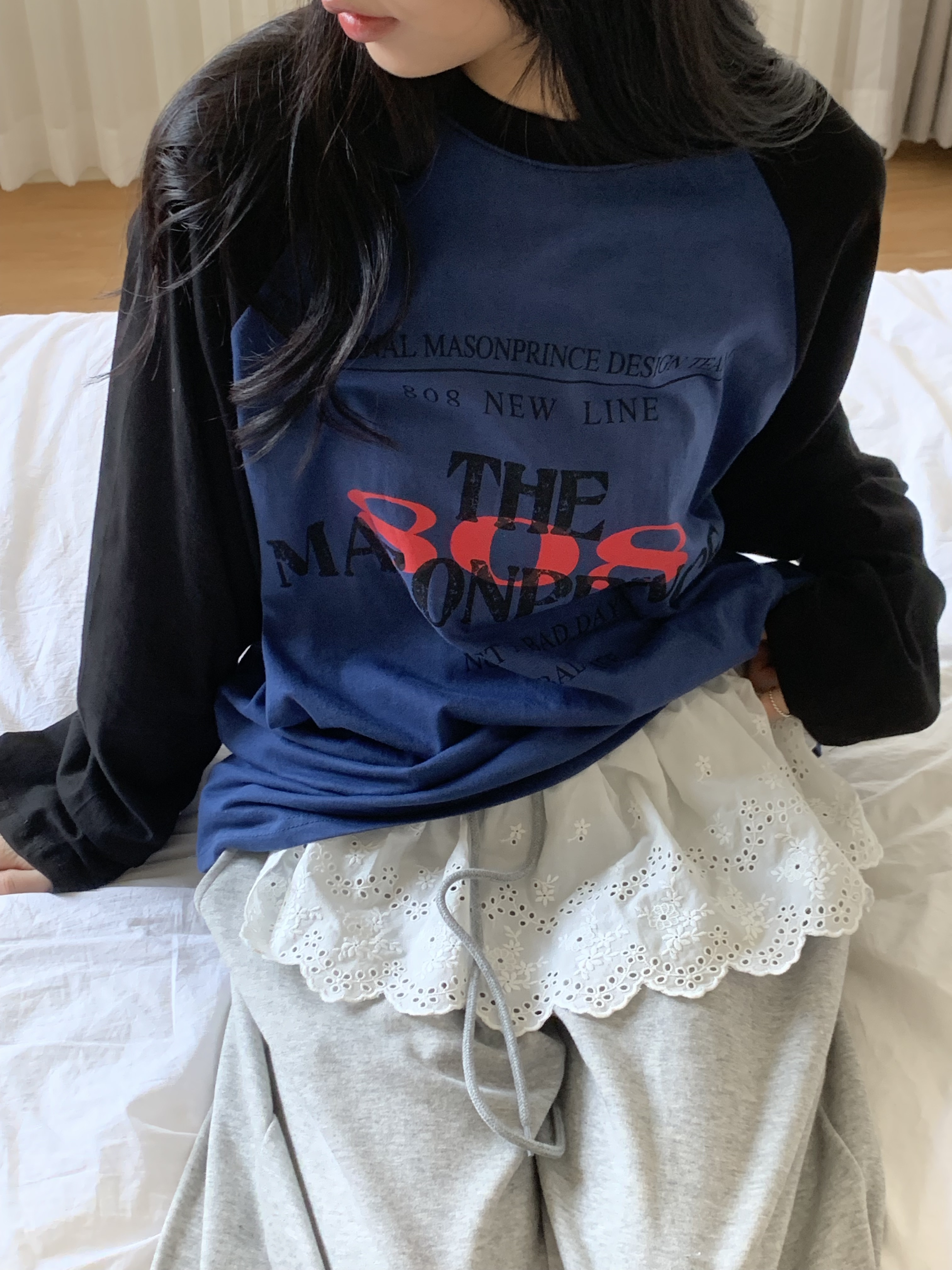 808レタリングラグラン配色Tシャツ | 詳細画像7