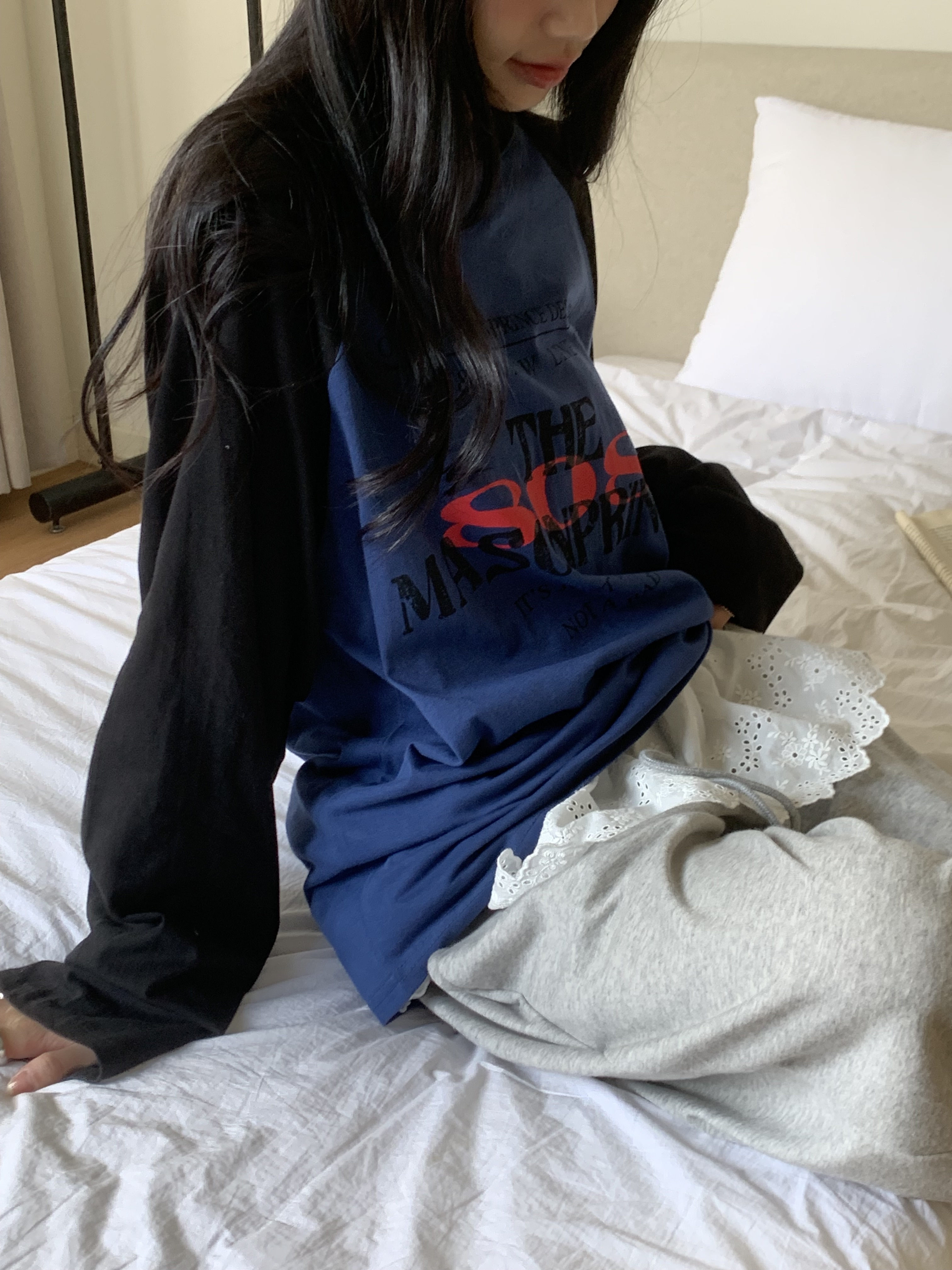 808レタリングラグラン配色Tシャツ | 詳細画像8