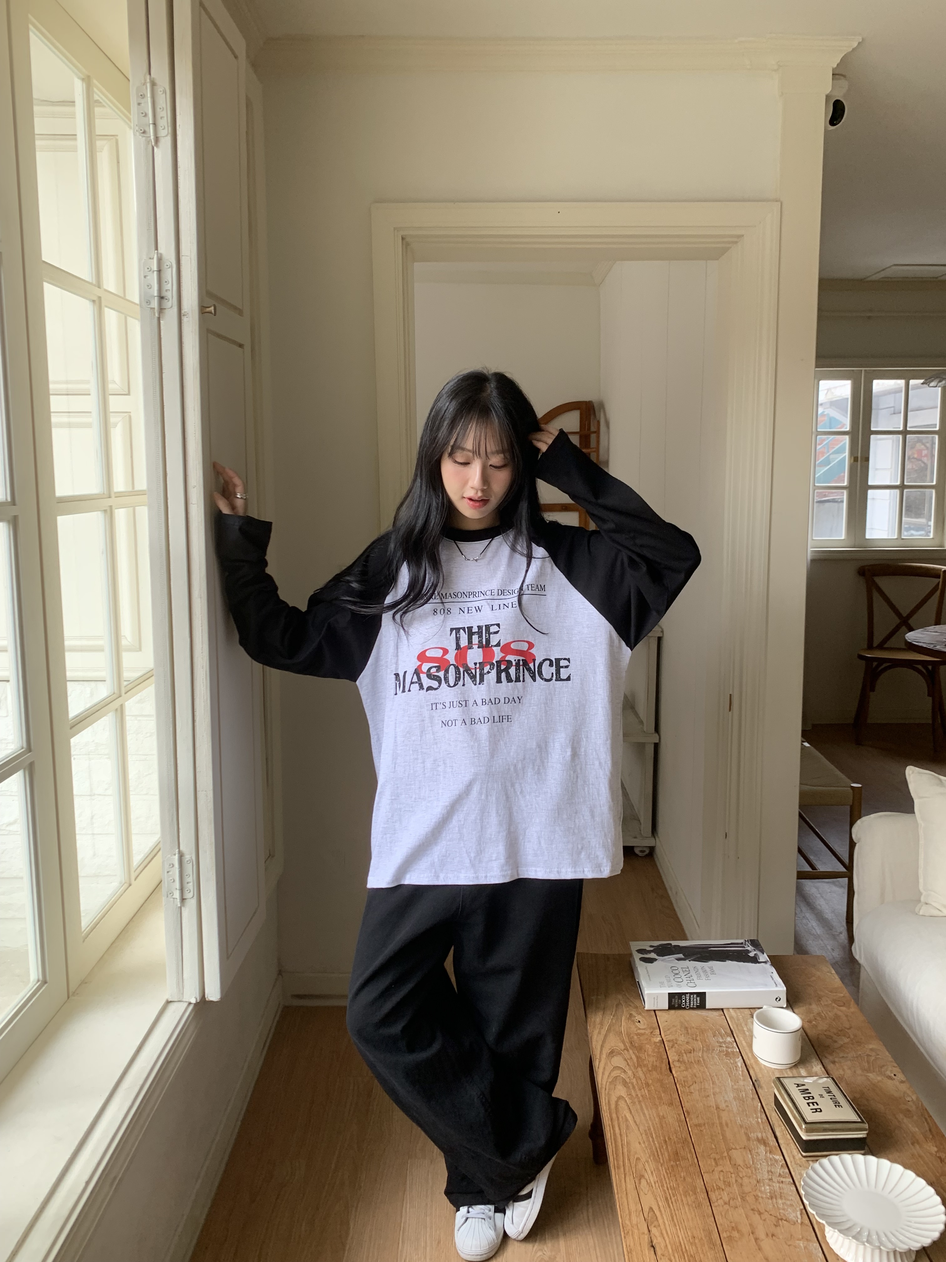 808レタリングラグラン配色Tシャツ | 詳細画像9