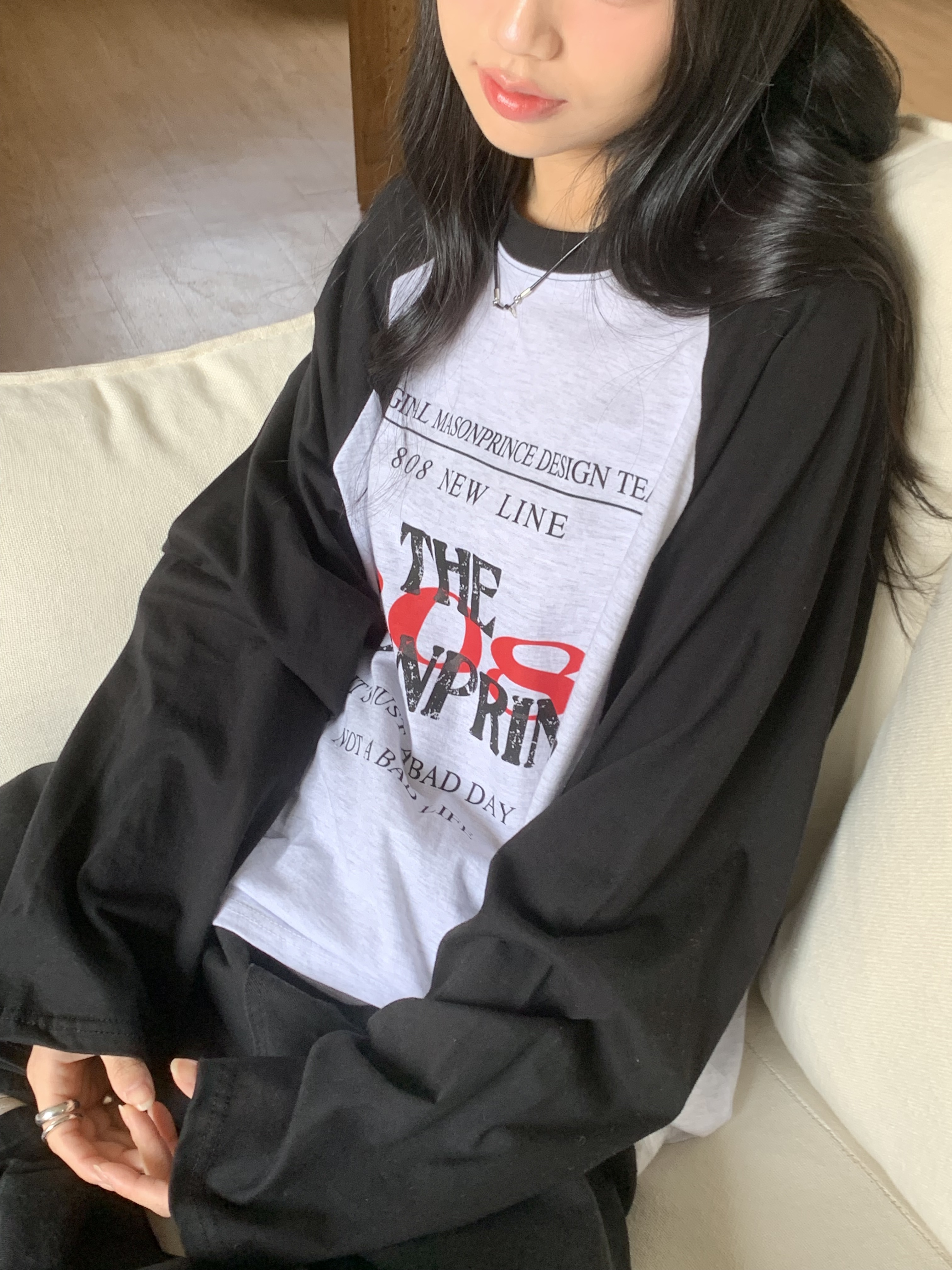 808レタリングラグラン配色Tシャツ | 詳細画像14