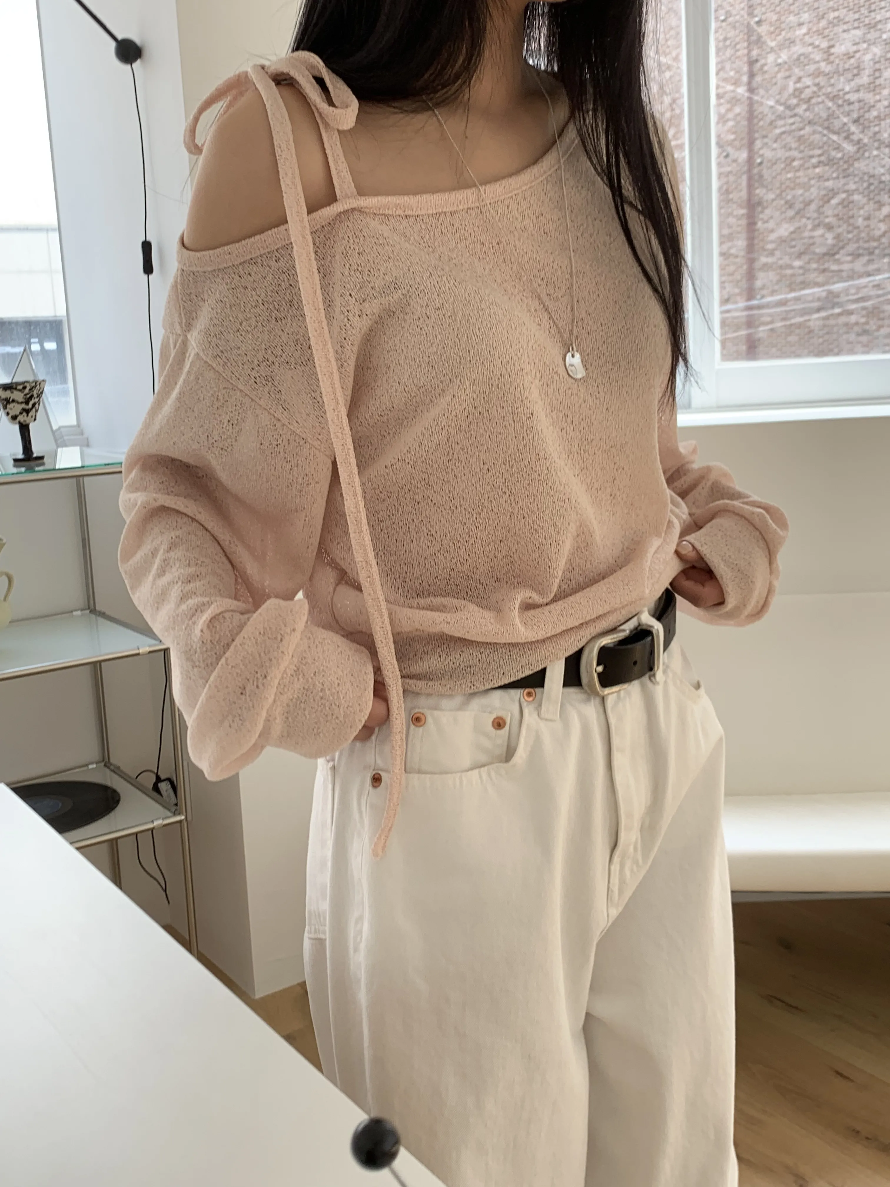 ルーズリボンワンショルシアーTシャツ | 詳細画像1