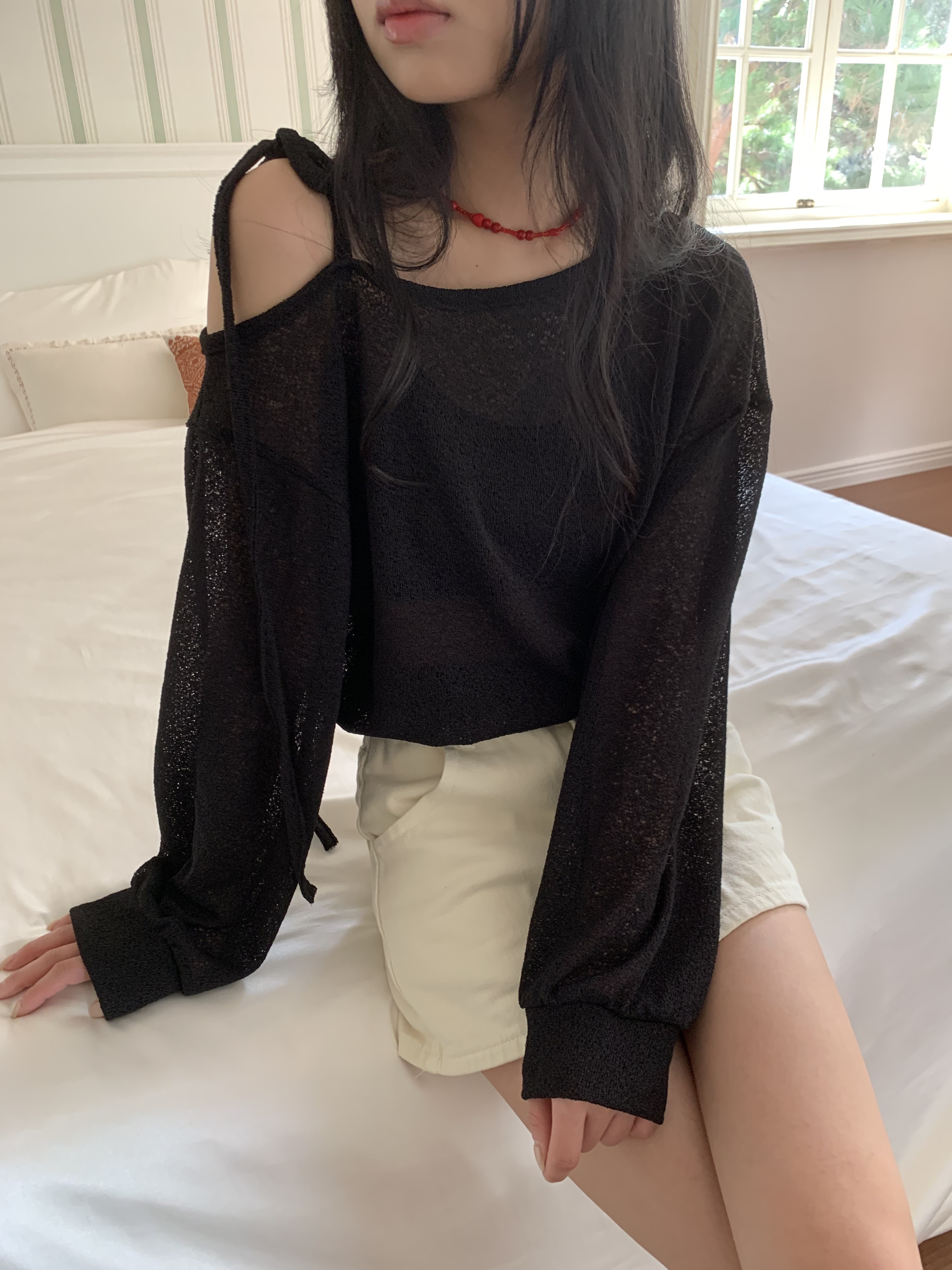 ルーズリボンワンショルシアーTシャツ | 詳細画像11
