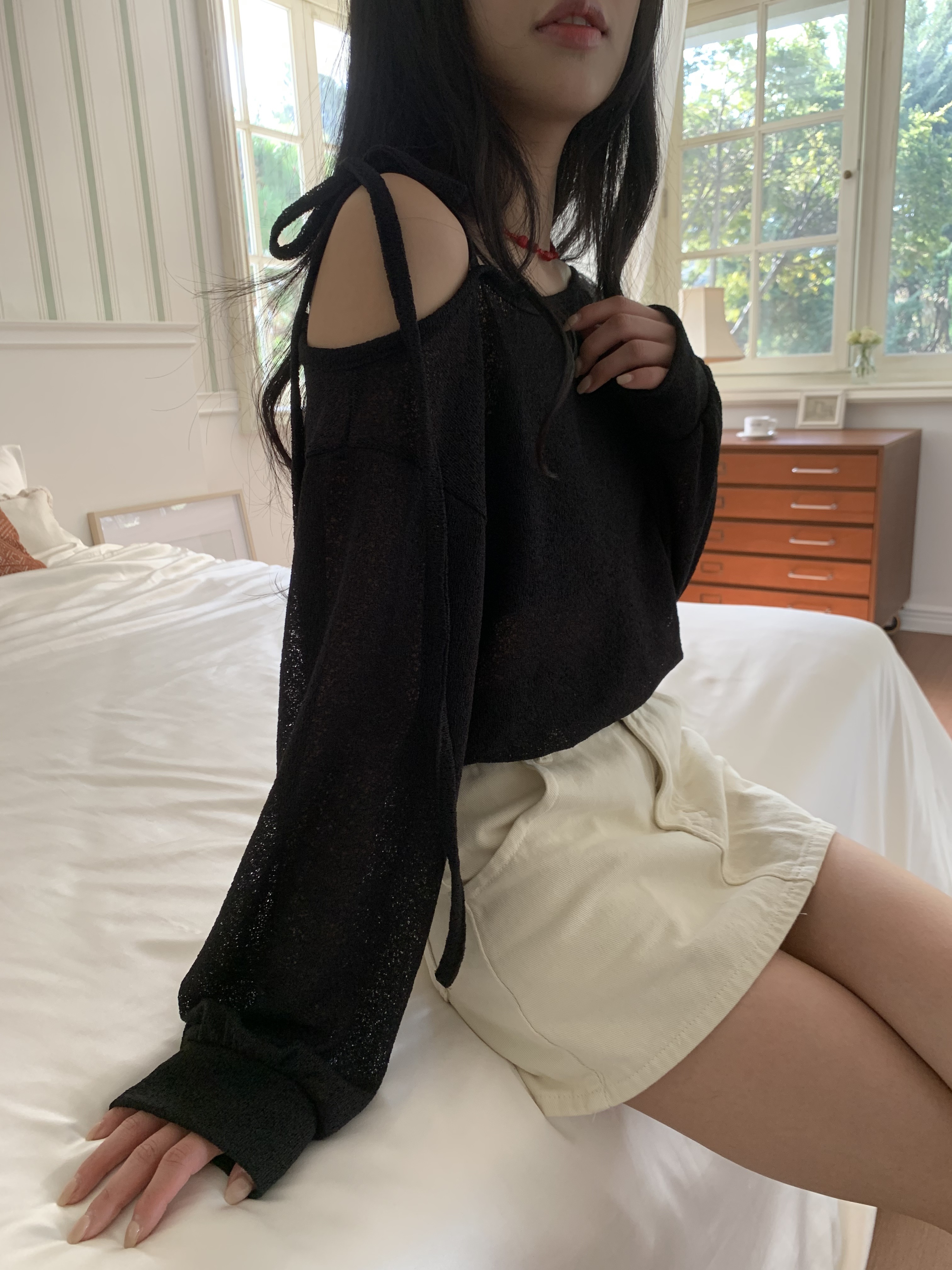 ルーズリボンワンショルシアーTシャツ | 詳細画像14