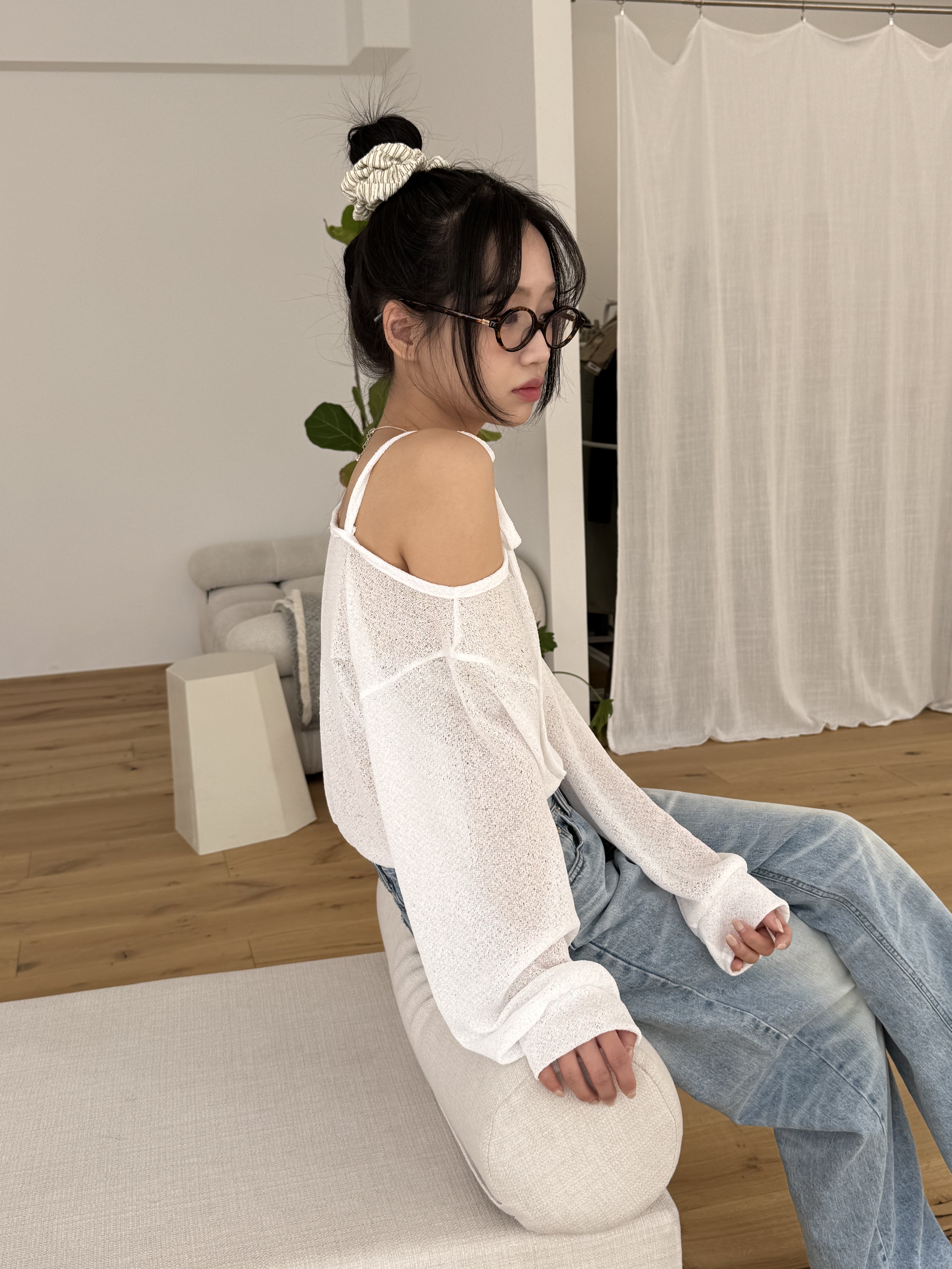 ルーズリボンワンショルシアーTシャツ | 詳細画像7
