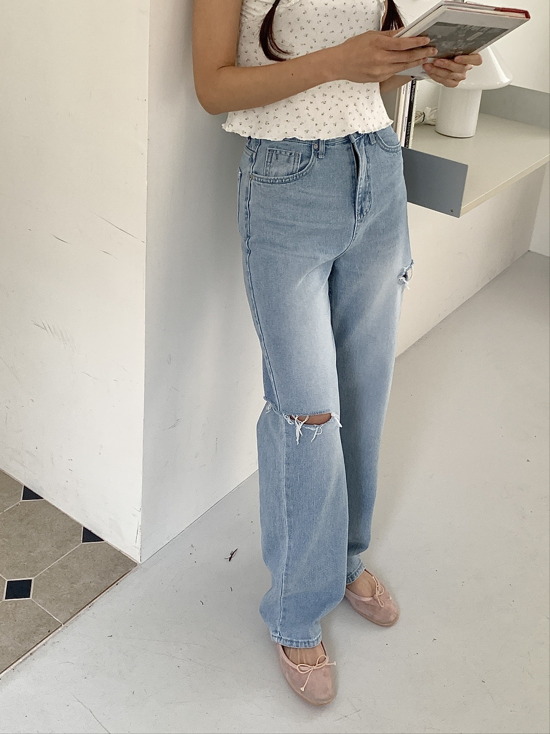 ダメージスリットストレートデニムパンツ | 詳細画像9