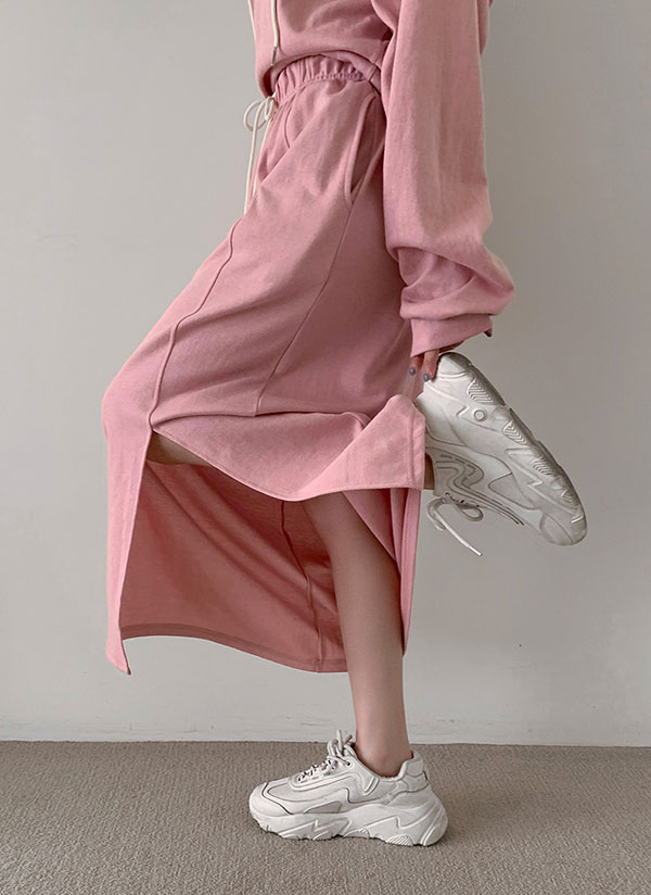 MILK PINK COSMOスカート パーカー HAPPYラベルパーカー&スリットロングスカートSET | レディース