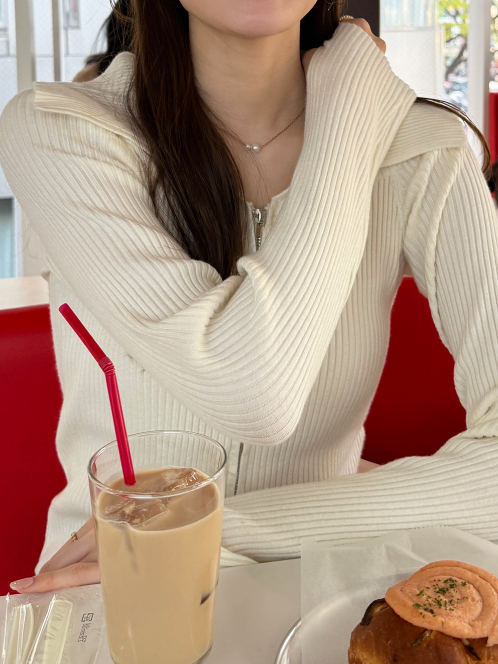 ウール混ビッグカラーダブルジップリブカーディガン | 詳細画像11