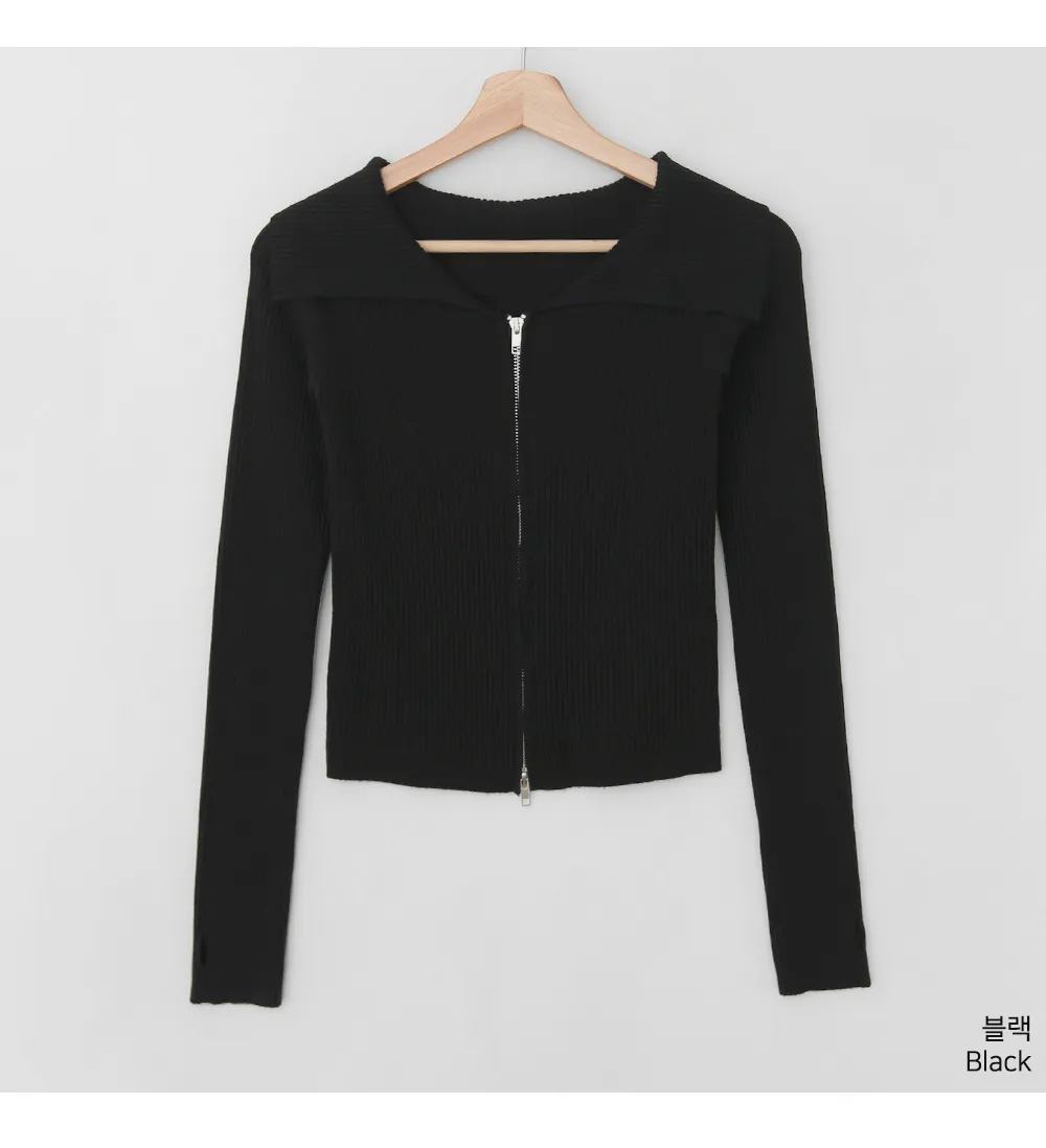 ウール混ビッグカラーダブルジップリブカーディガン | 詳細画像15