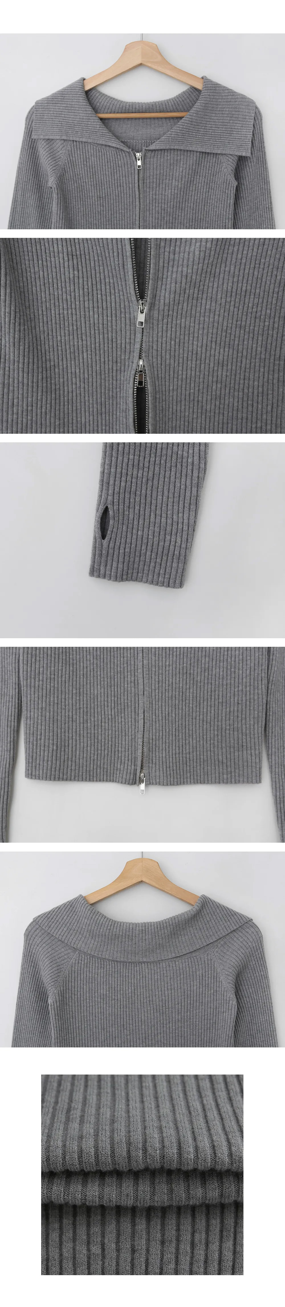 ウール混ビッグカラーダブルジップリブカーディガン | 詳細画像19