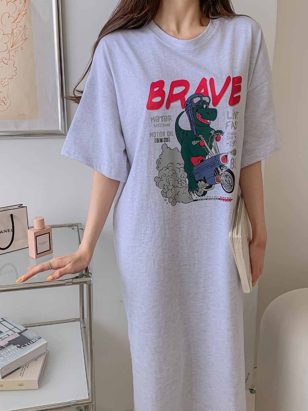 ダイナソープリント半袖Tシャツワンピース | 詳細画像2