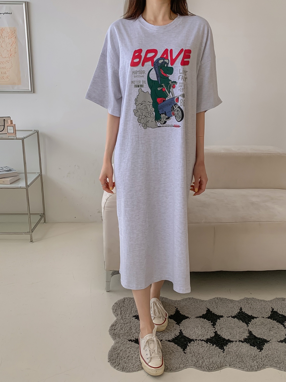 ダイナソープリント半袖Tシャツワンピース | 詳細画像4