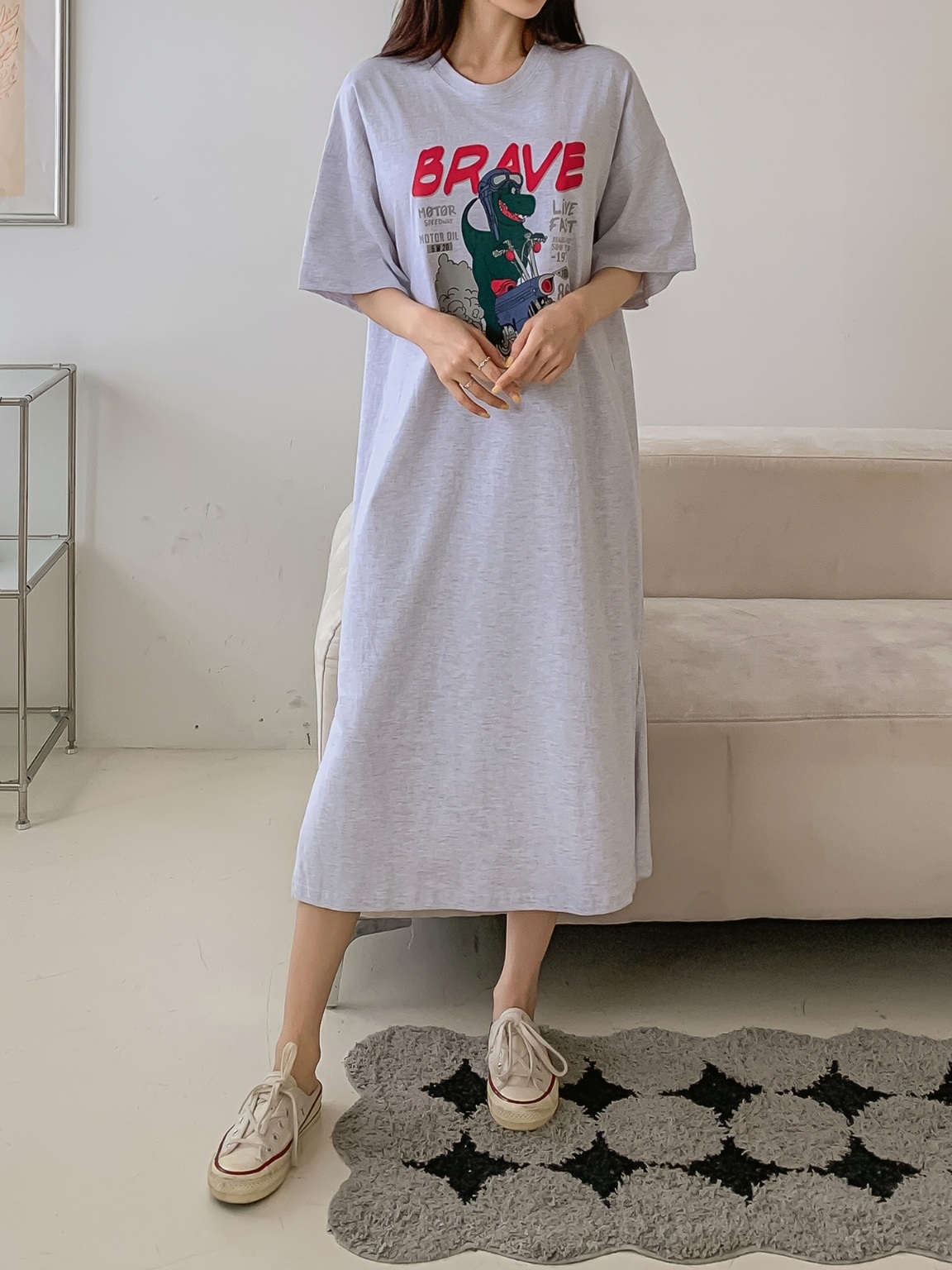 ダイナソープリント半袖Tシャツワンピース | 詳細画像5