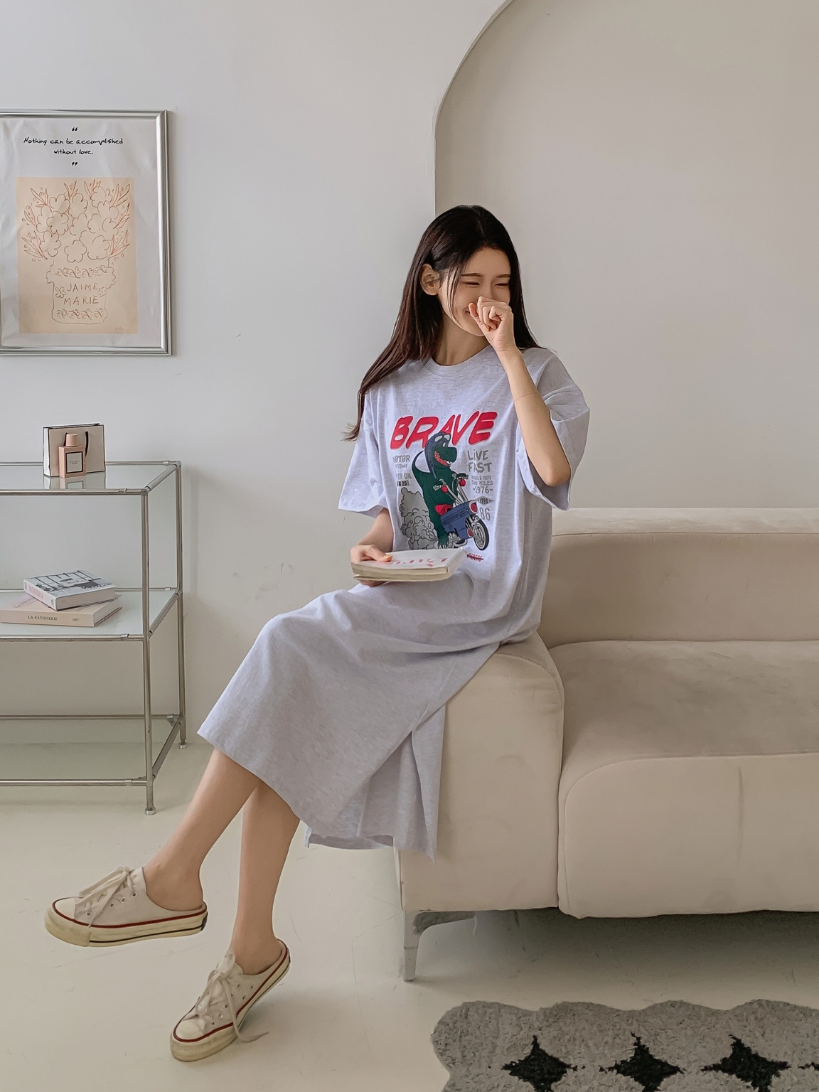 ダイナソープリント半袖Tシャツワンピース | 詳細画像6