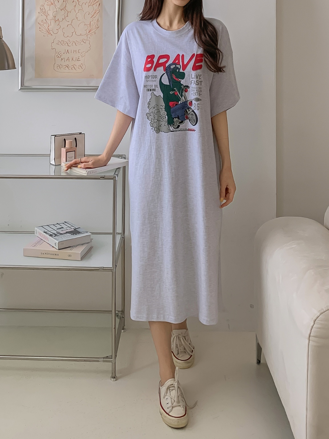 ダイナソープリント半袖Tシャツワンピース | 詳細画像8