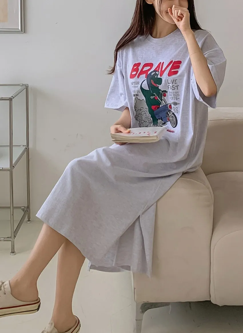 ダイナソープリント半袖Tシャツワンピース | 詳細画像1