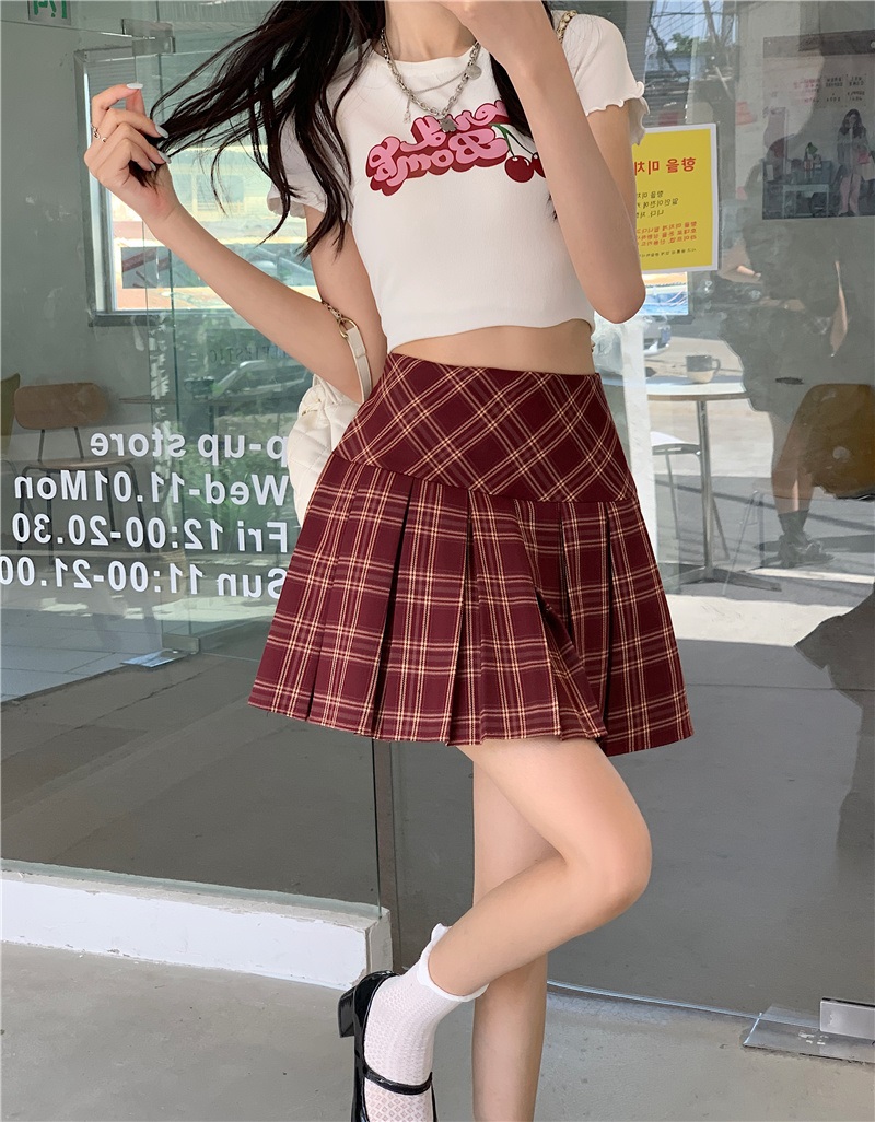 パンツ裏地チェックハイウエストプリーツミニスカート | 詳細画像3