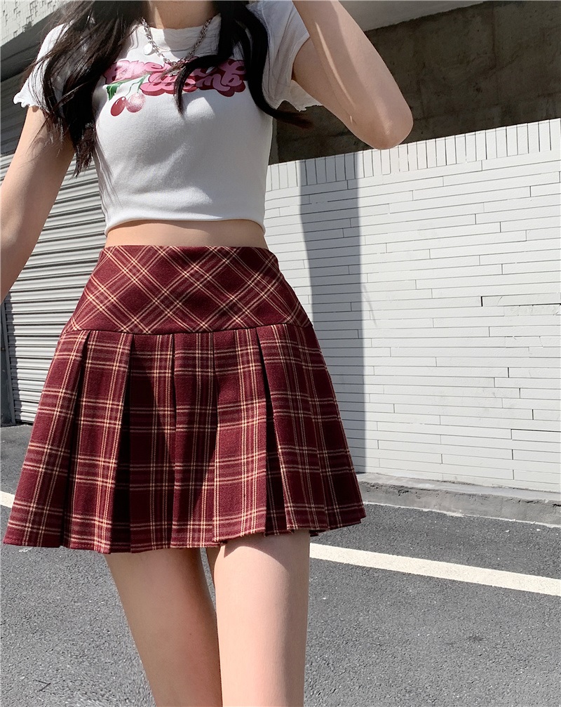 パンツ裏地チェックハイウエストプリーツミニスカート | 詳細画像4