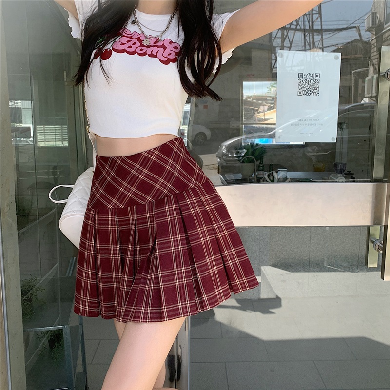 パンツ裏地チェックハイウエストプリーツミニスカート | 詳細画像5
