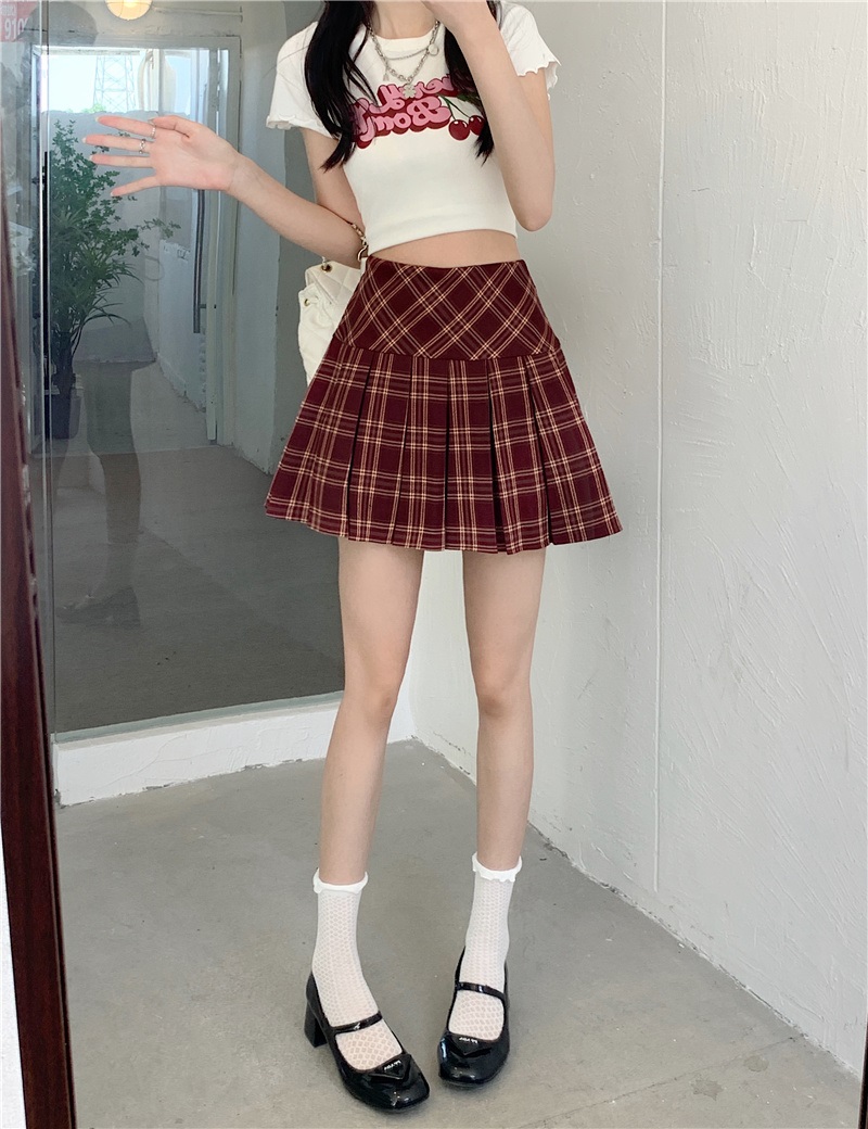 パンツ裏地チェックハイウエストプリーツミニスカート | 詳細画像7