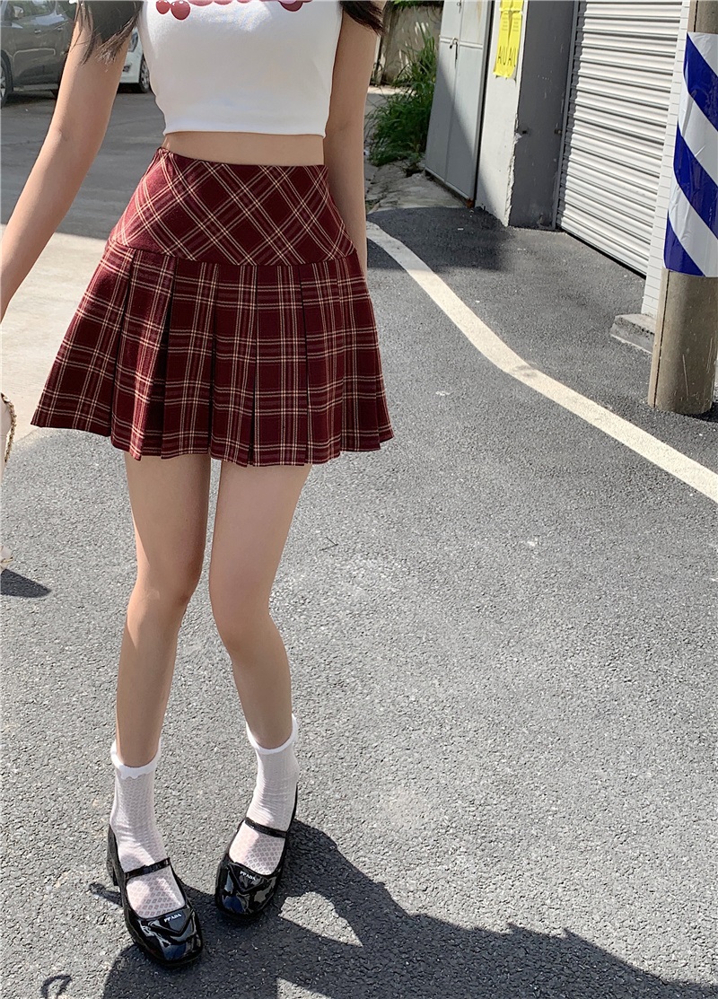 パンツ裏地チェックハイウエストプリーツミニスカート | 詳細画像8