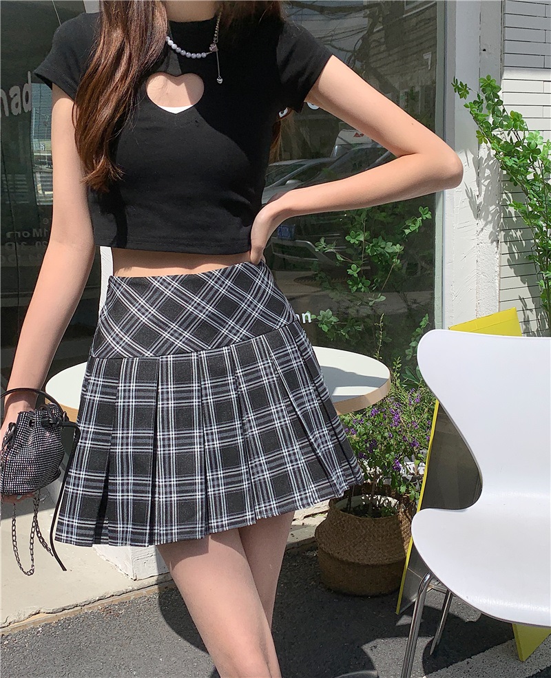 パンツ裏地チェックハイウエストプリーツミニスカート | 詳細画像13